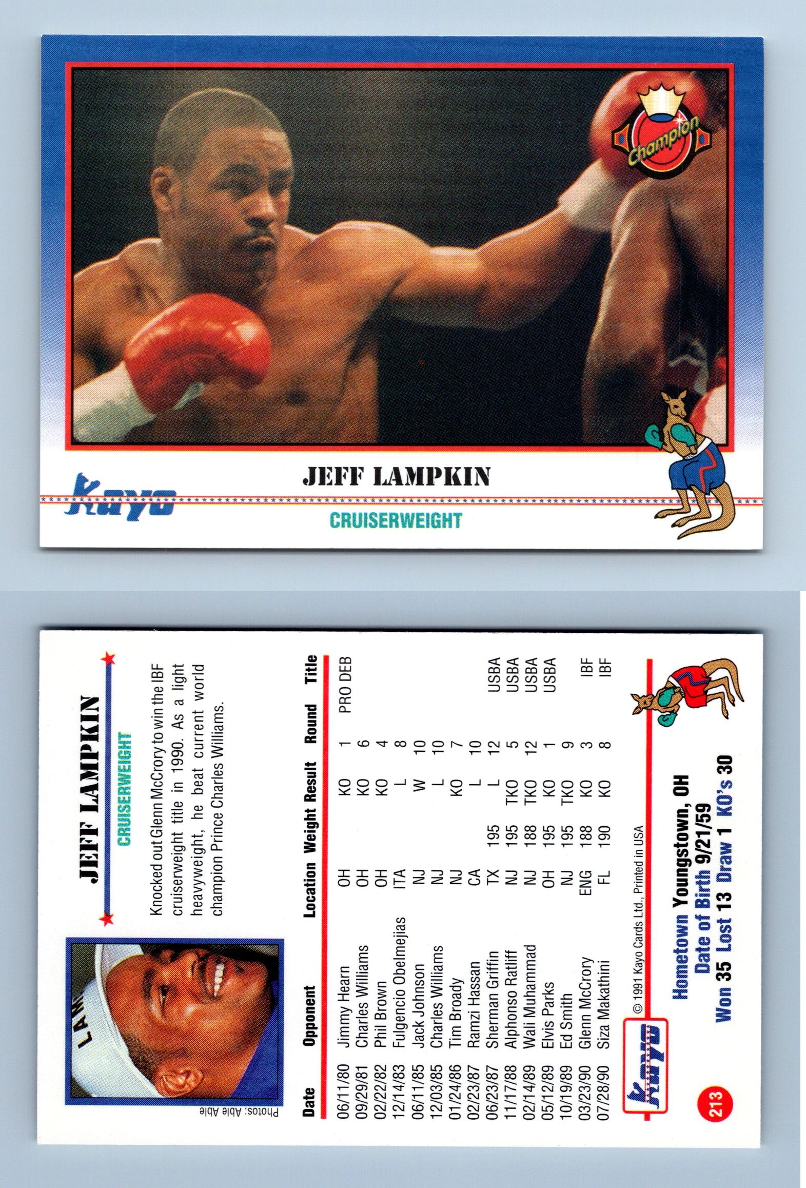Jeff Lampkin #213 Kayo Boxing 1991 Trading Card