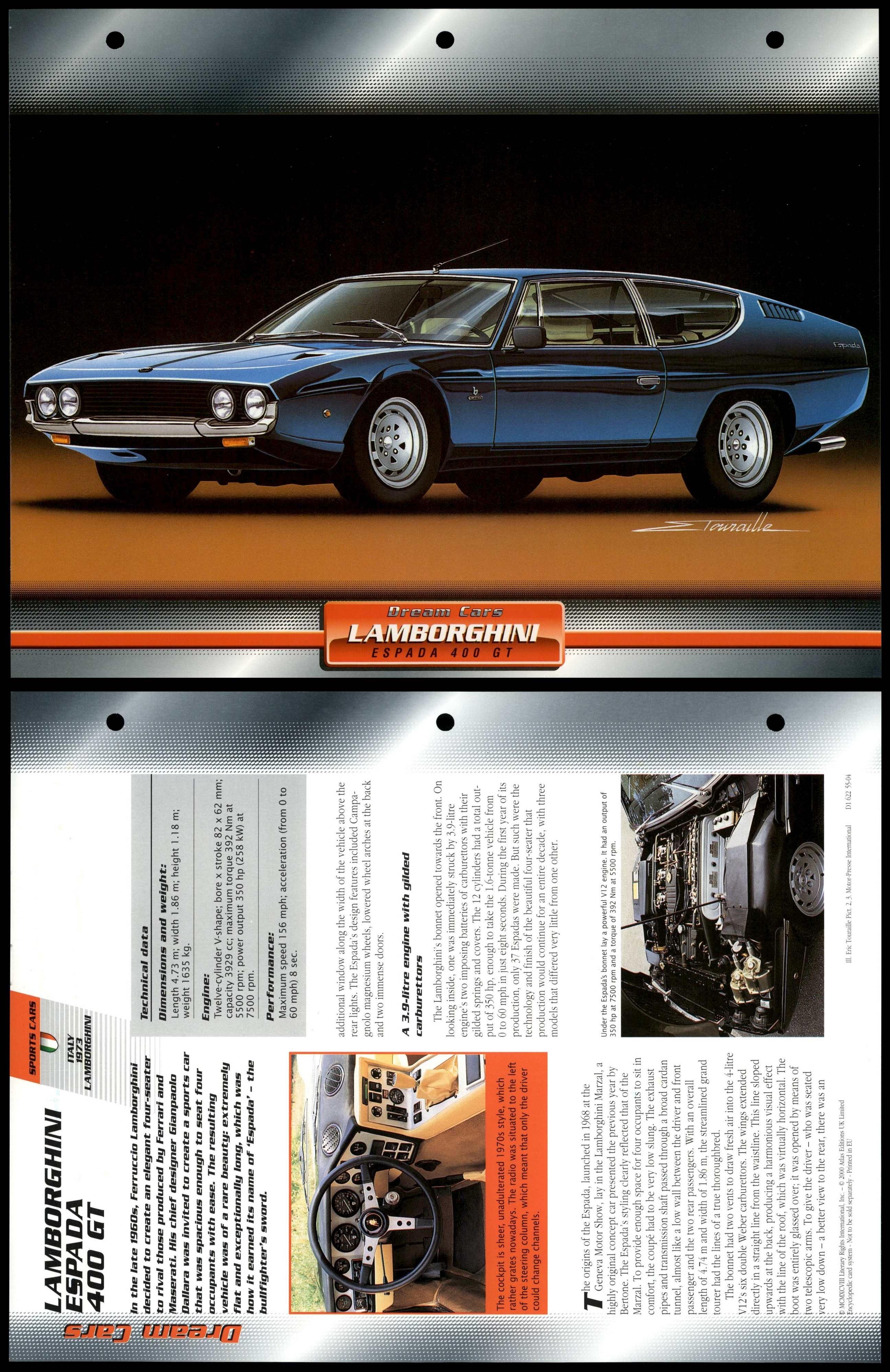 Lamborghini Espada 400 GT - 1973 - Sports - Atlas Dream Cars Fact File Card