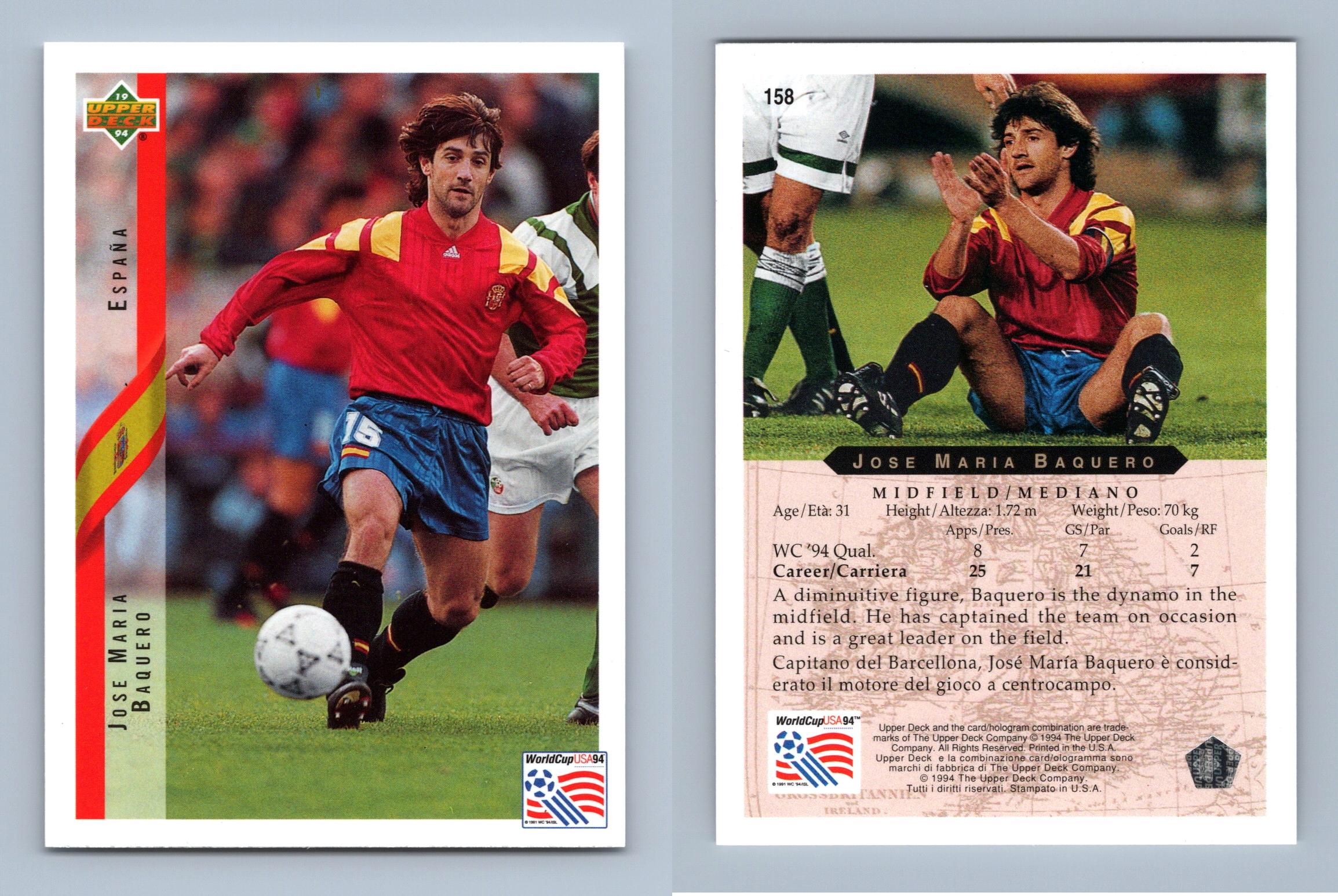 Jose Maria Baquero #158 World Cup USA '94 Contenders Upper Deck Trading Card - Picture 1 of 2