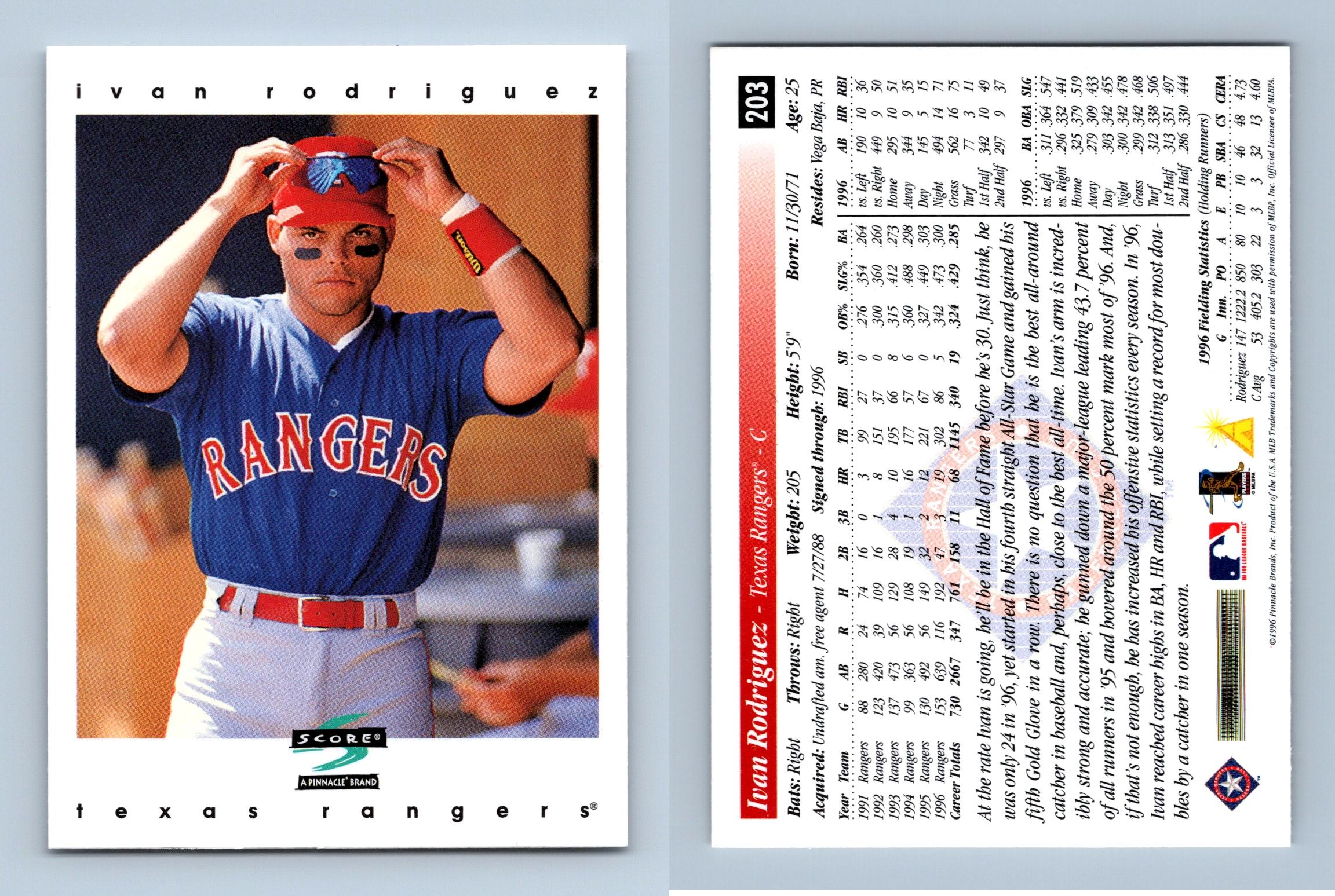 Ivan Rodriguez - Rangers #203 Score 1997 Baseball Trading Card