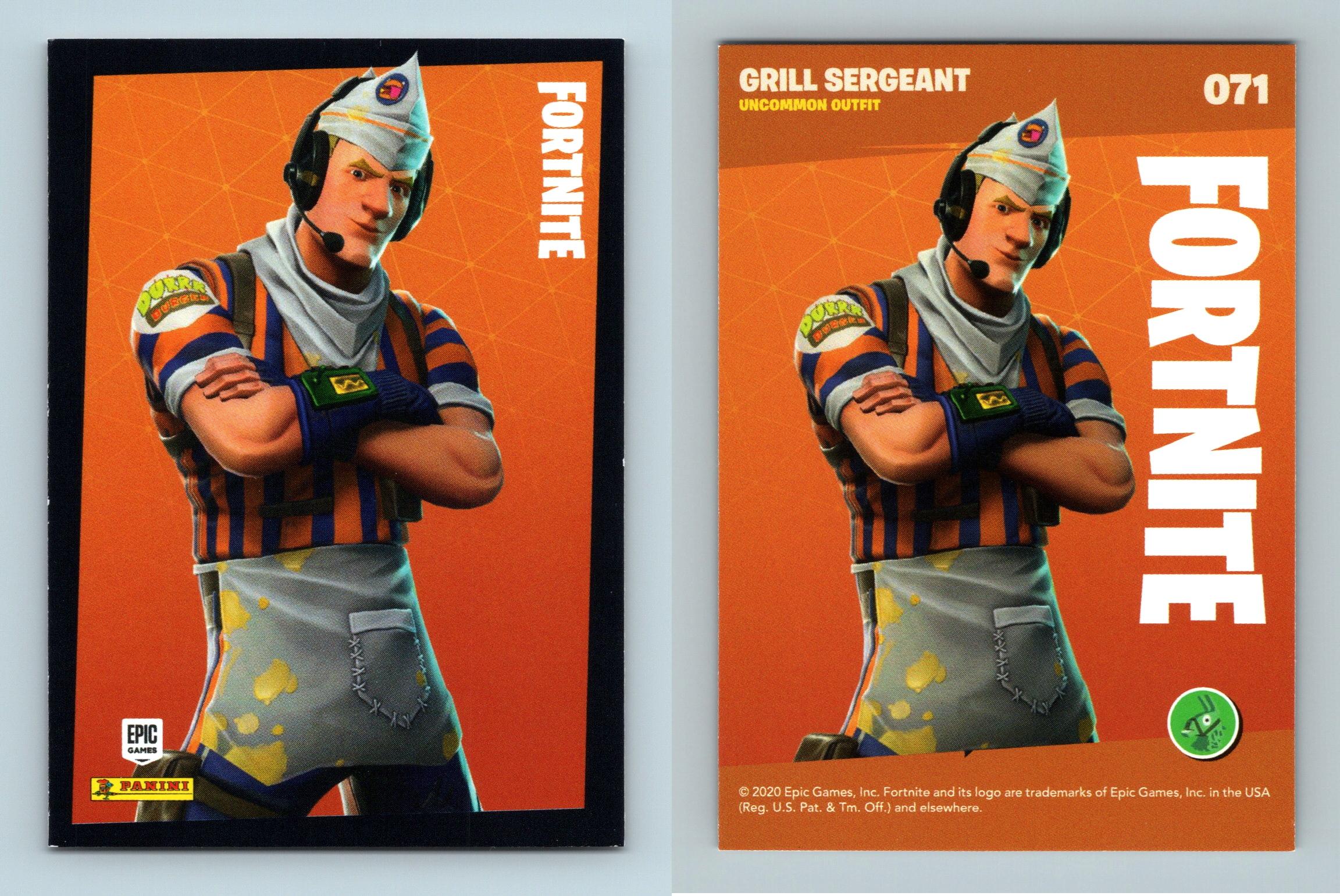 Grill Sergeant #71 Fortnite Reloaded 2020 Panini Uncommon Outfit