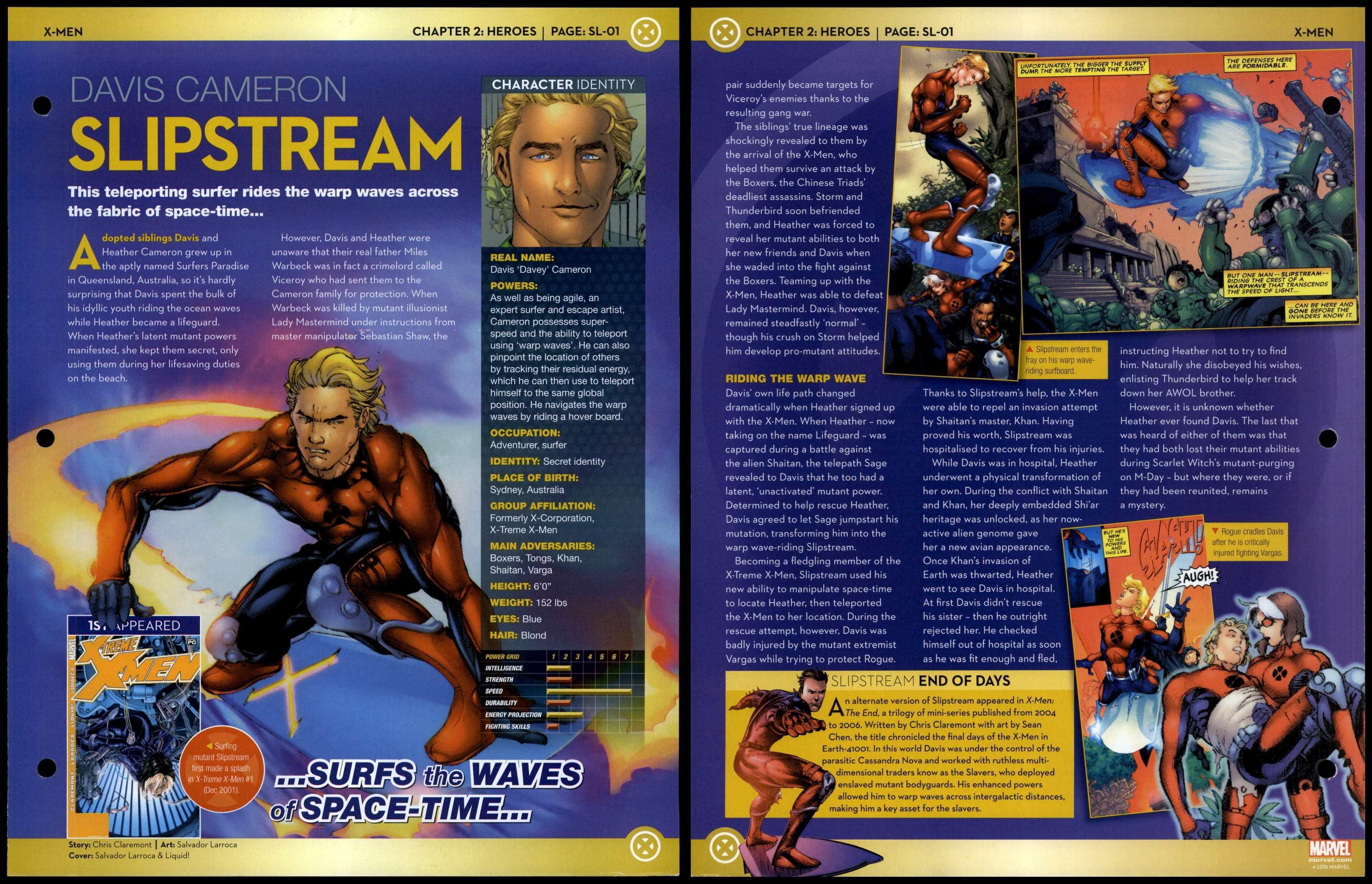 Slipstream Davis Cameron SL01 Heroes XMen Marvel Fact File Page