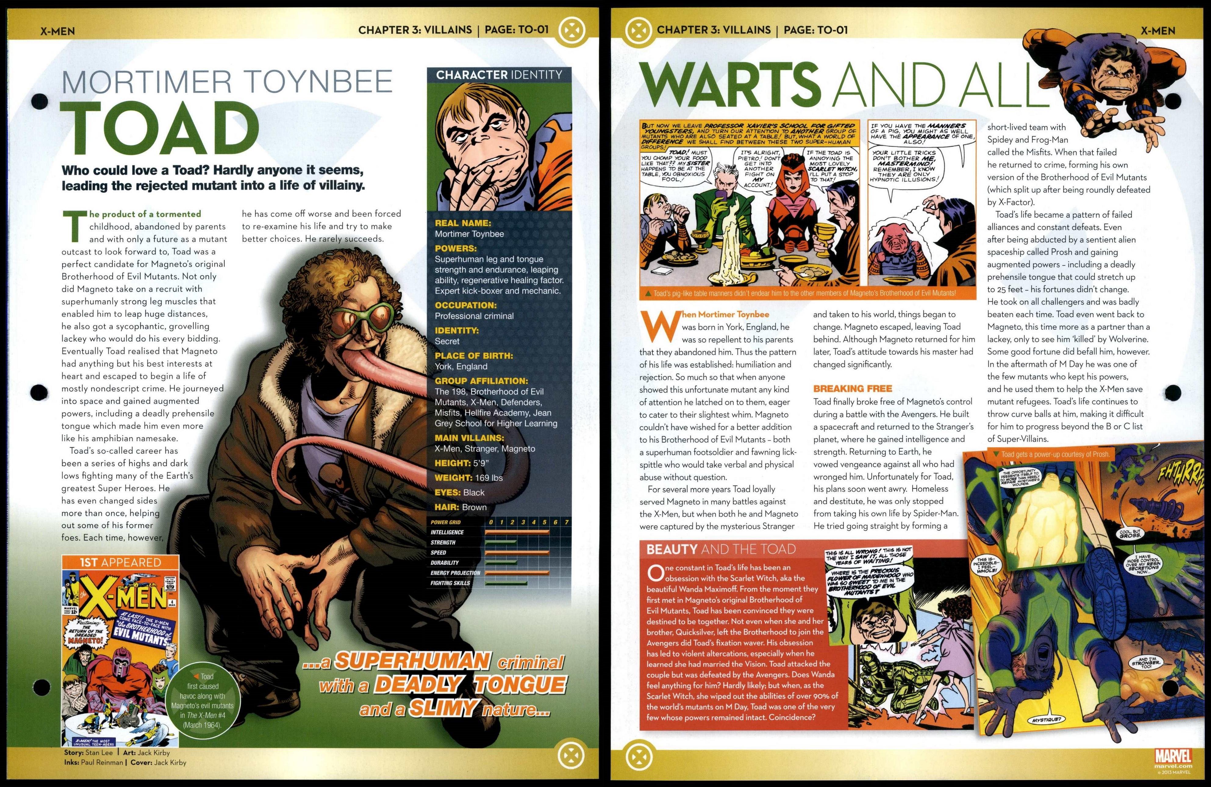 Toad Mortimer Toynbee TO01 Villains XMen Marvel Fact File Page