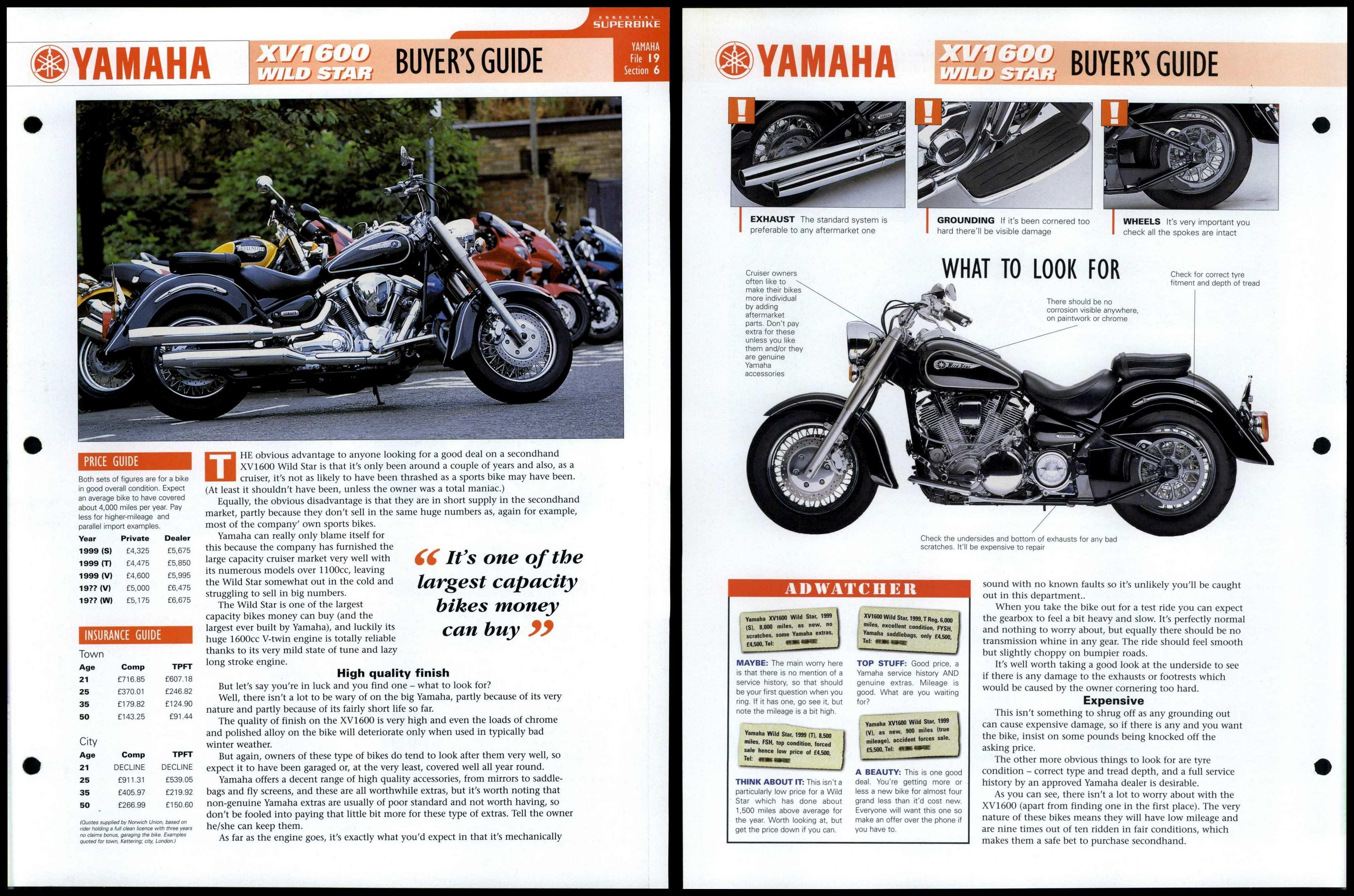 Yamaha XV1600 Wild Star Buyers Guide Essential Superbike Data File Page
