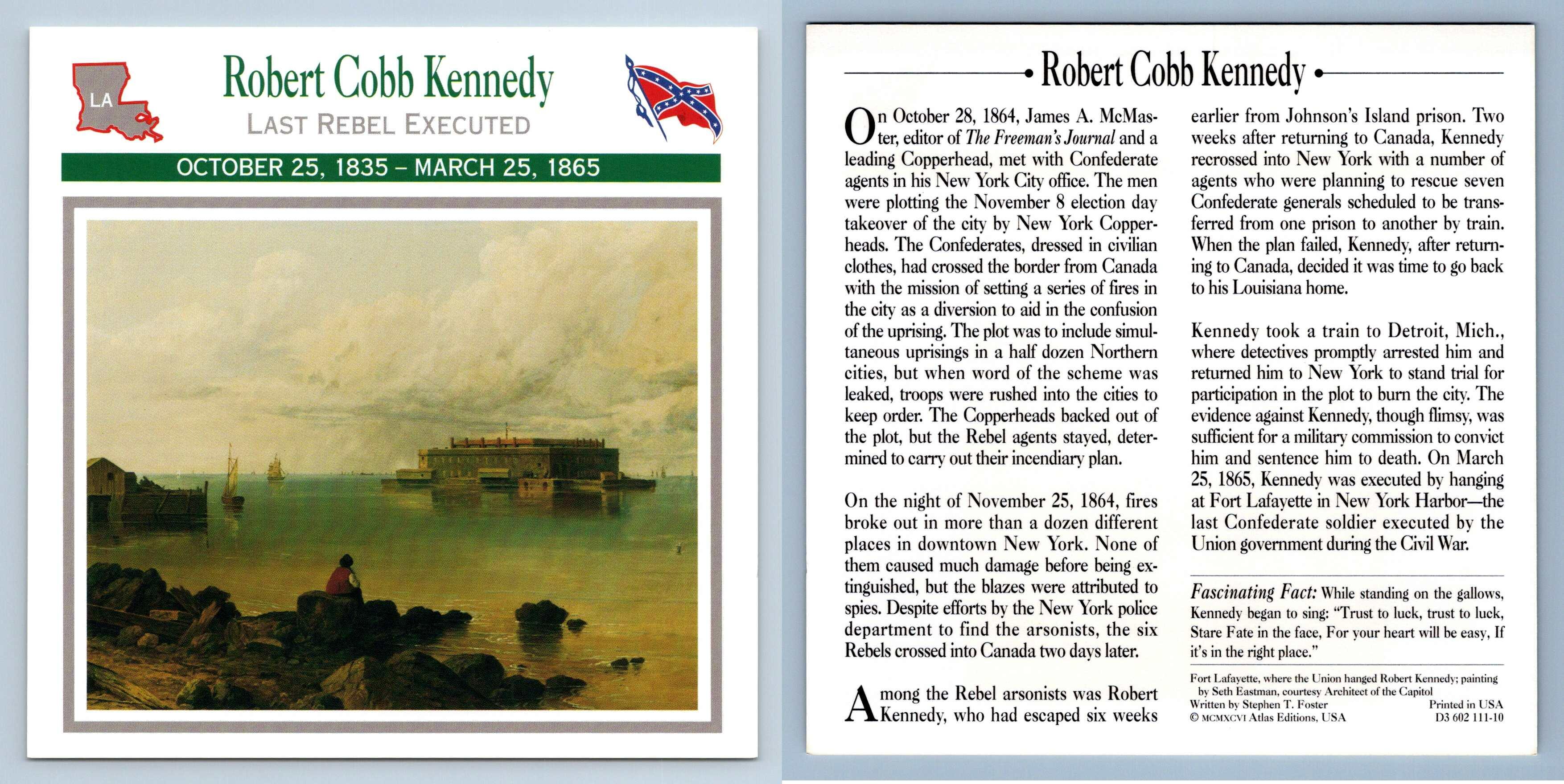 Last Rebel Executed Robert Cobb Kennedy Spies Atlas Ed. Civil War