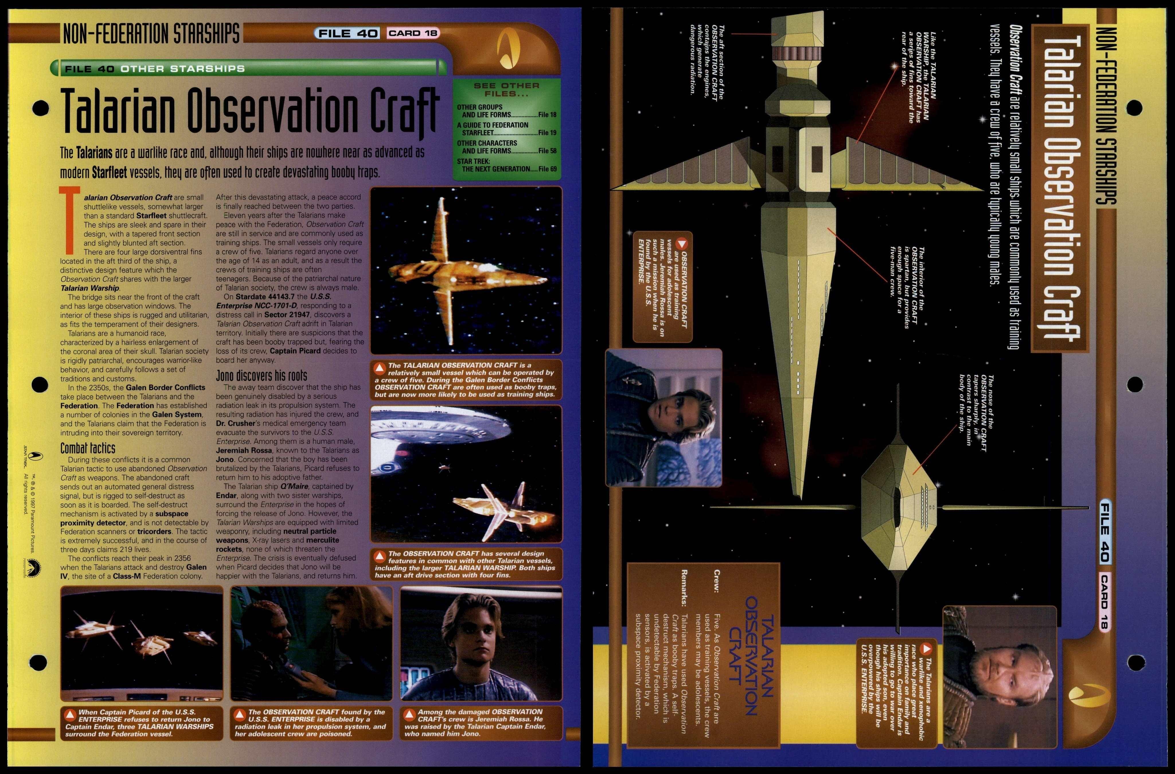 Talarian Observation Craft - Other Starships - Star Trek Fact File Page