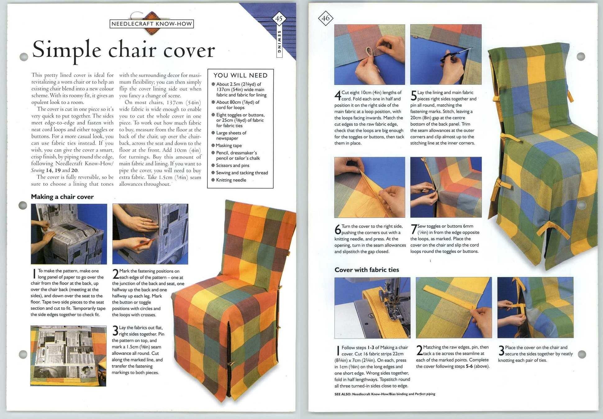 Simple Chair Cover 45 46 Know How Sewing Needlecraft Magic Pattern