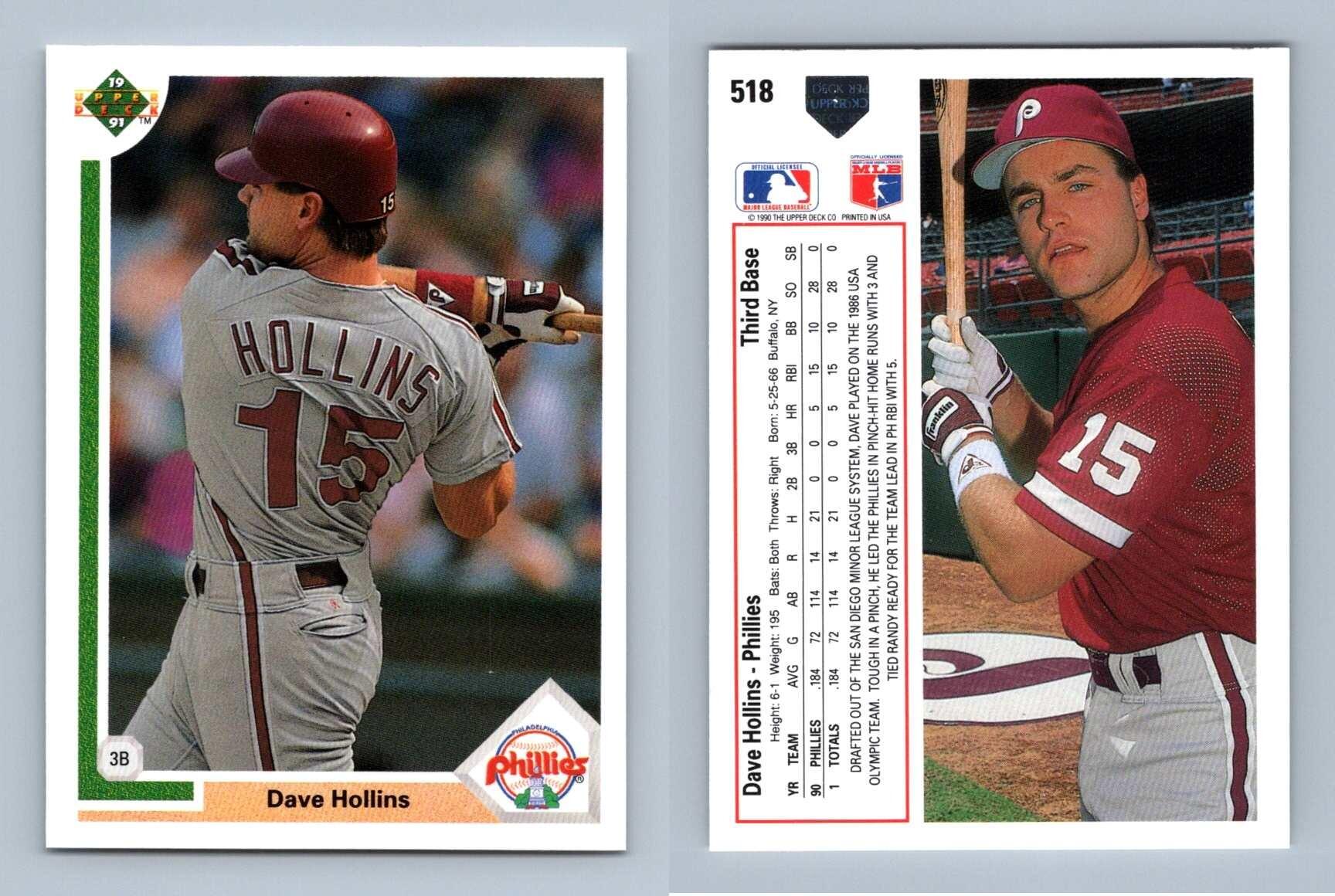 Dave Hollins - Phillies #518 Upper Deck 1991 Baseball Trading Card