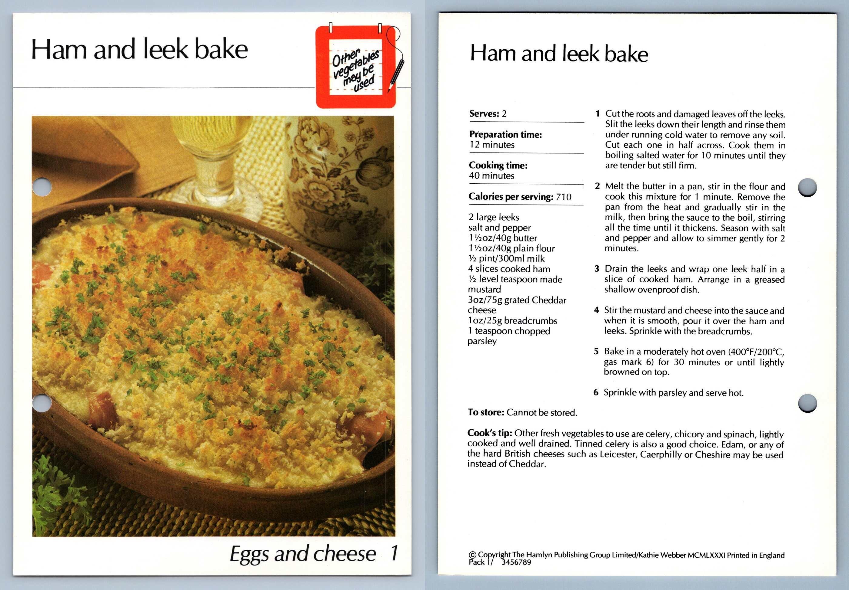 Ham & Leek Bake 1 Eggs & Cheese Hamlyn AllColour Cookery Card