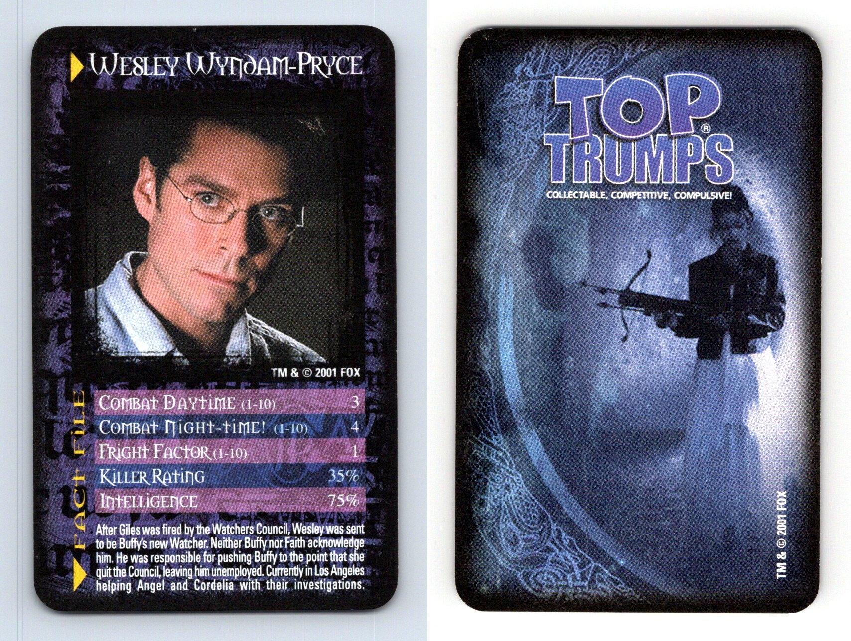 Wesley WyndamPryce Buffy The Vampire Slayer 2001 Top Trumps Card