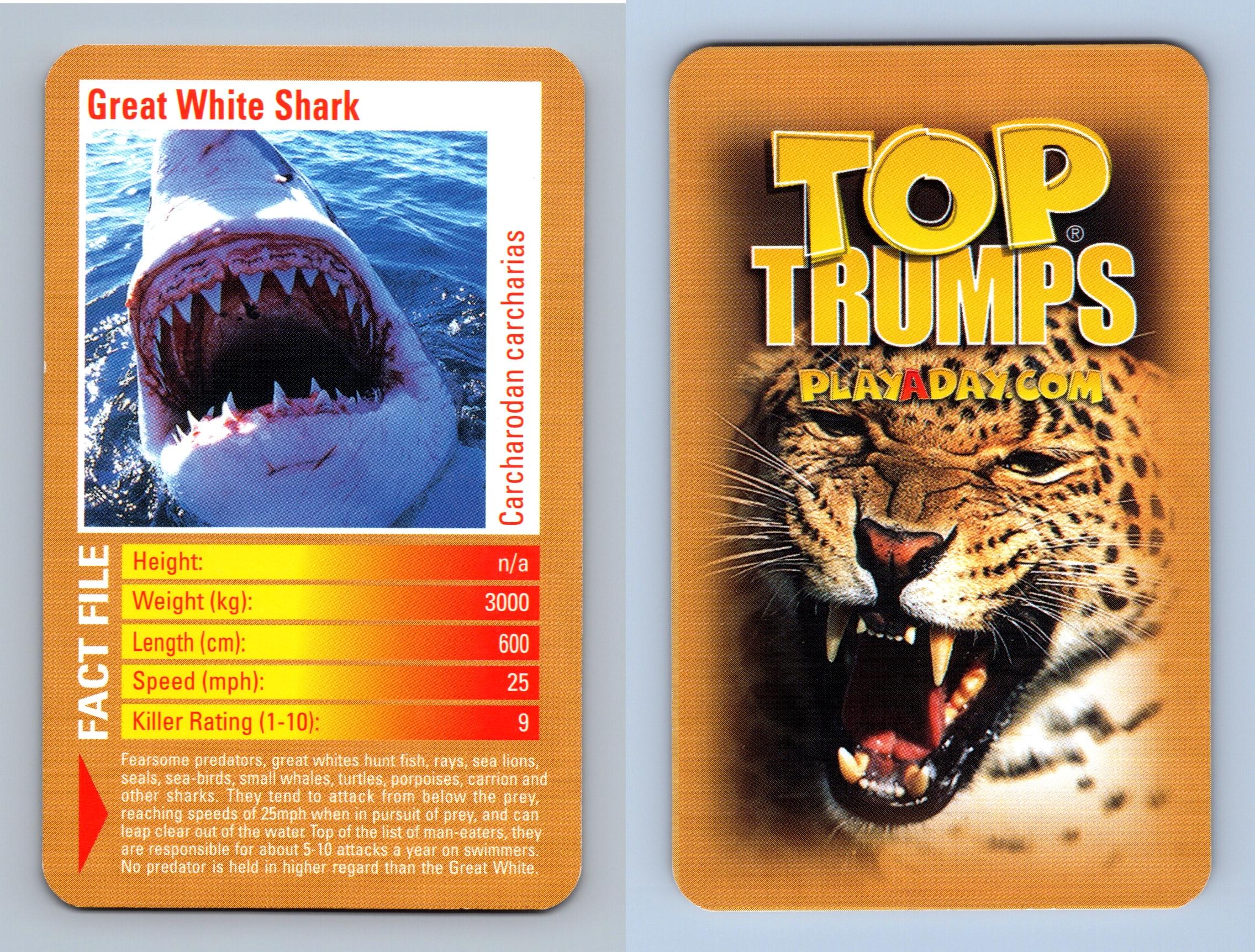 Great White Shark - Predators 2003 Top Trumps Card