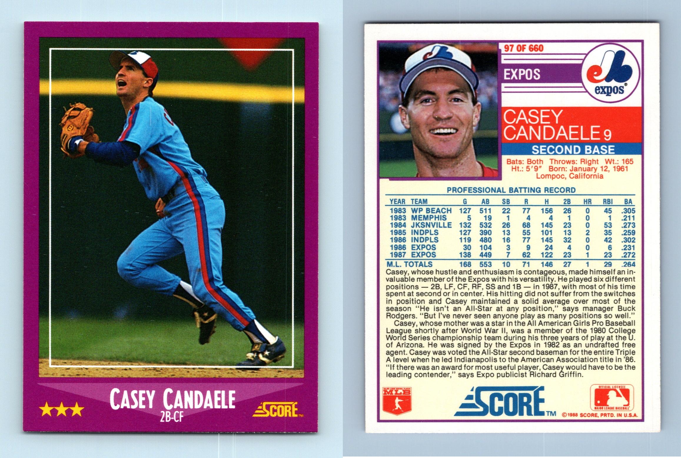 Casey Candaele - Expos #97 Score 1988 Baseball Trading Card
