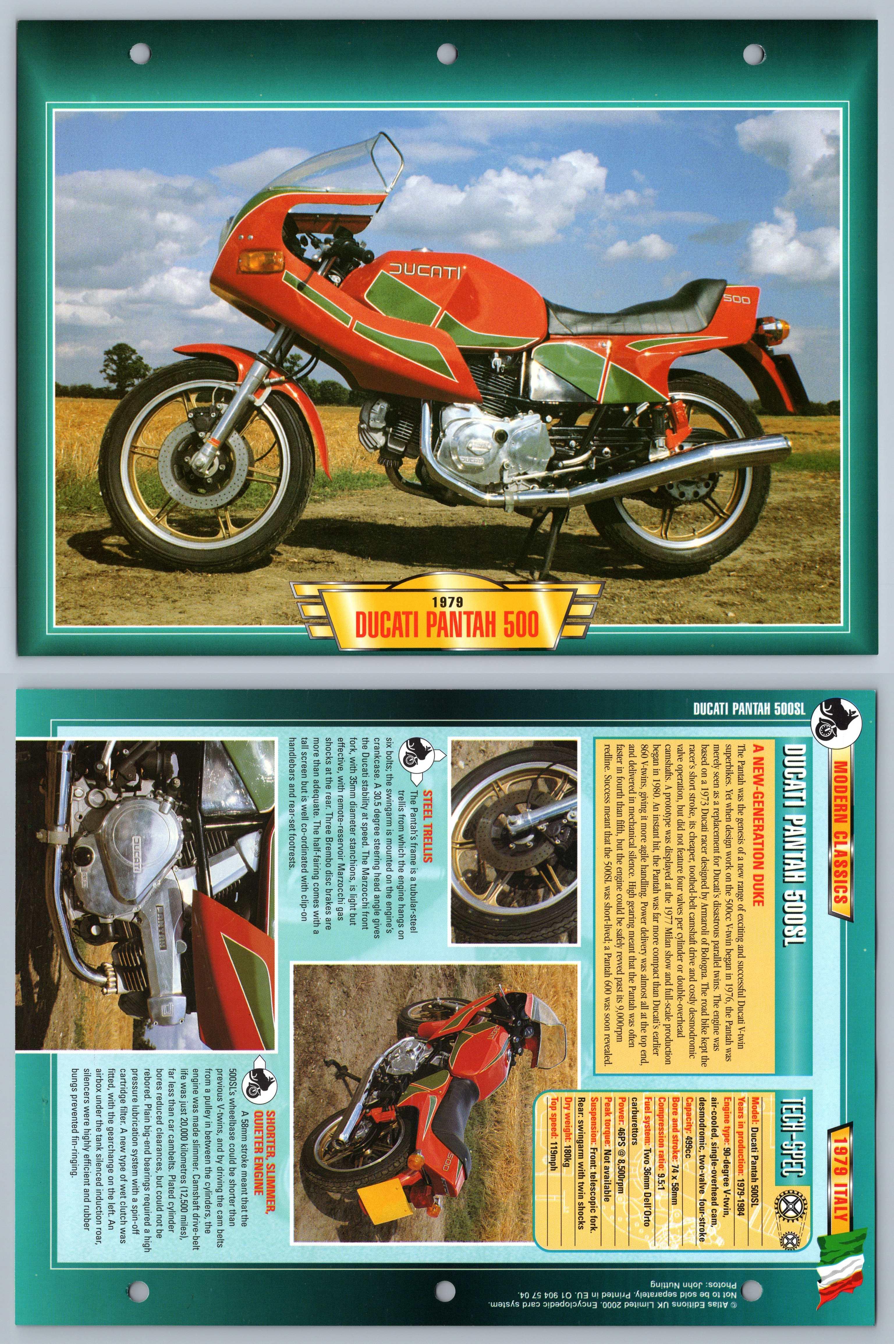 Ducati Pantah 500 1979 Modern Classics Atlas Motorbike Fact File Card