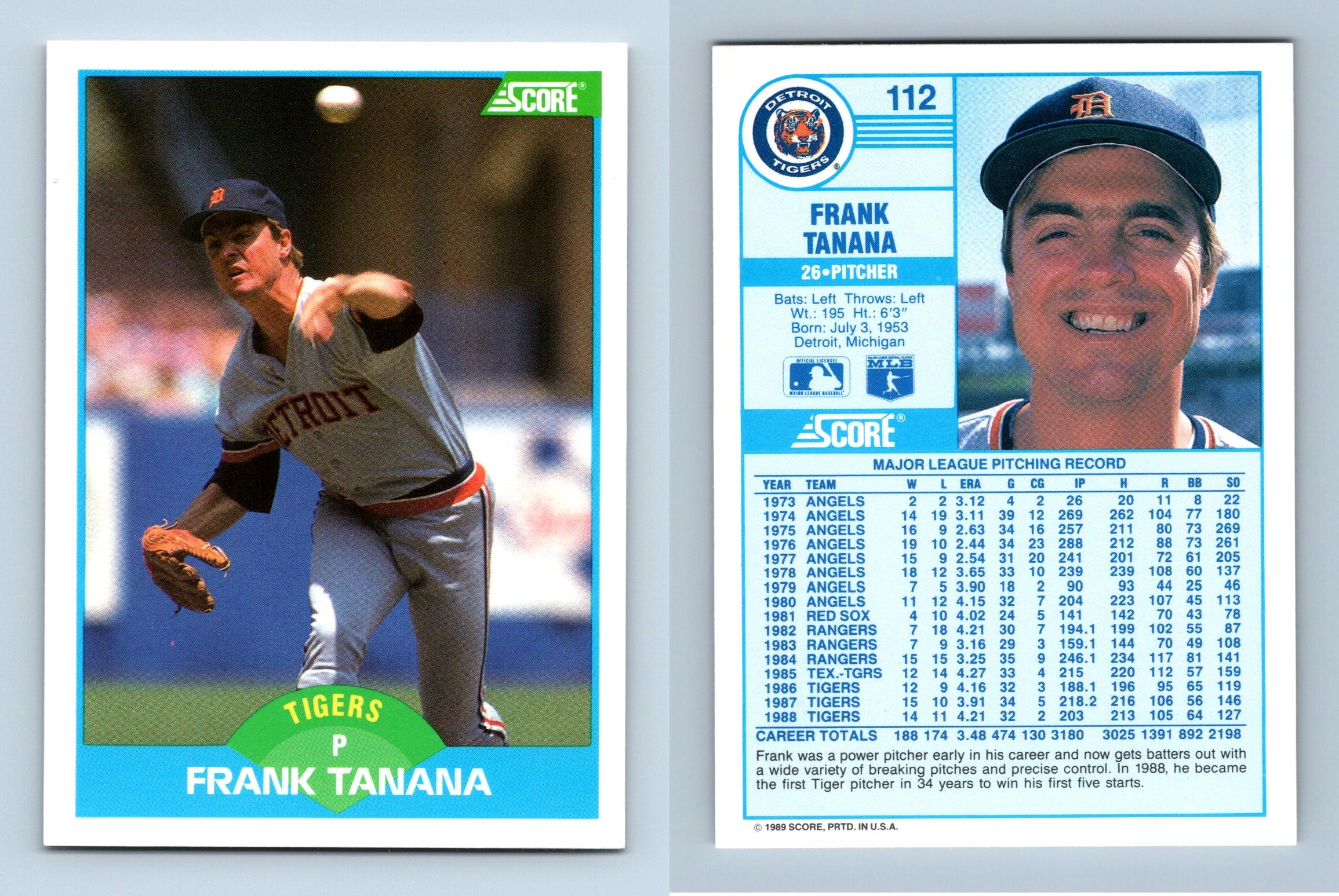 Frank Tanana- Tigers #112 Score 1989 Baseball Trading Card
