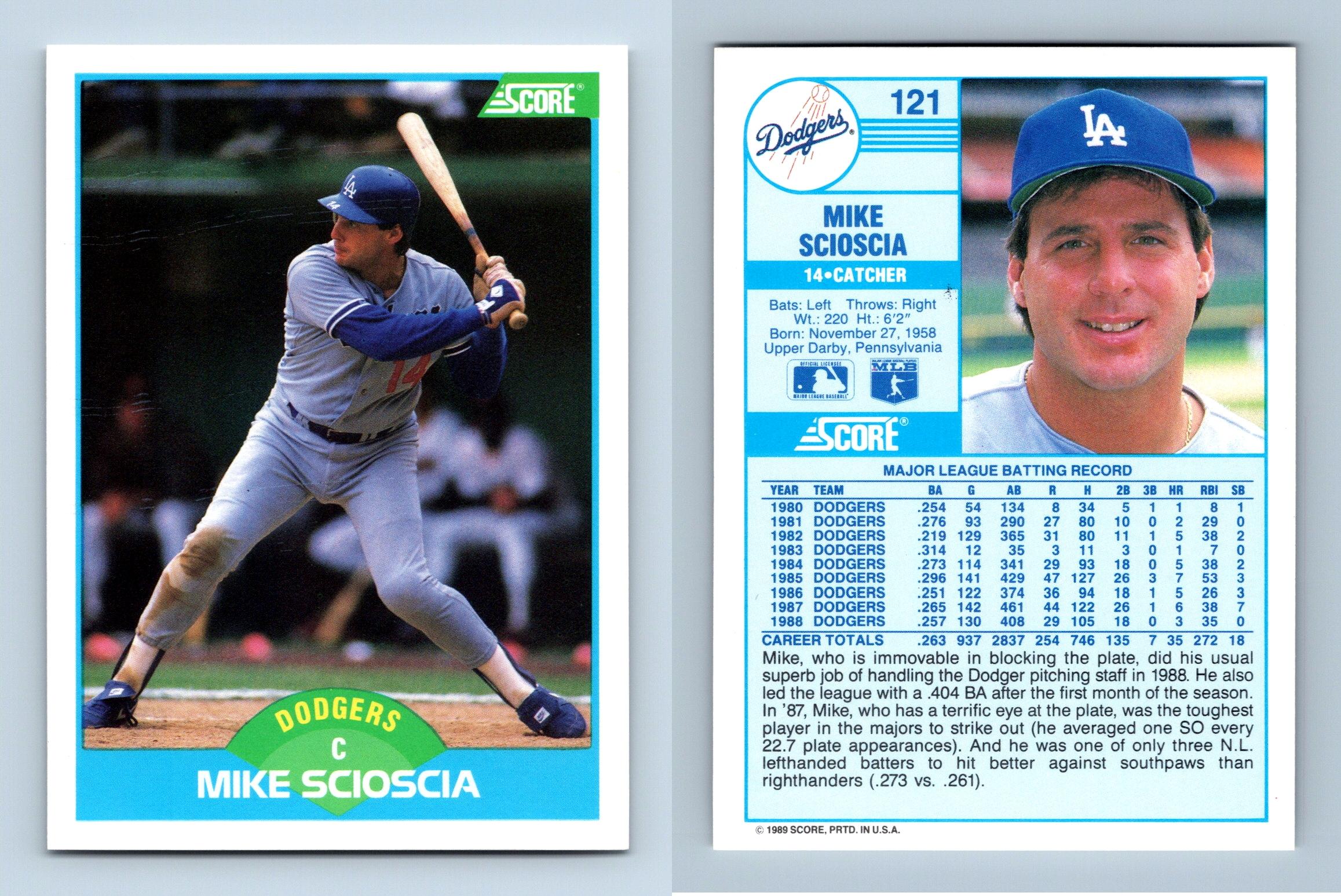 Mike Scioscia - Dodgers #121 Score 1989 Baseball Trading Card