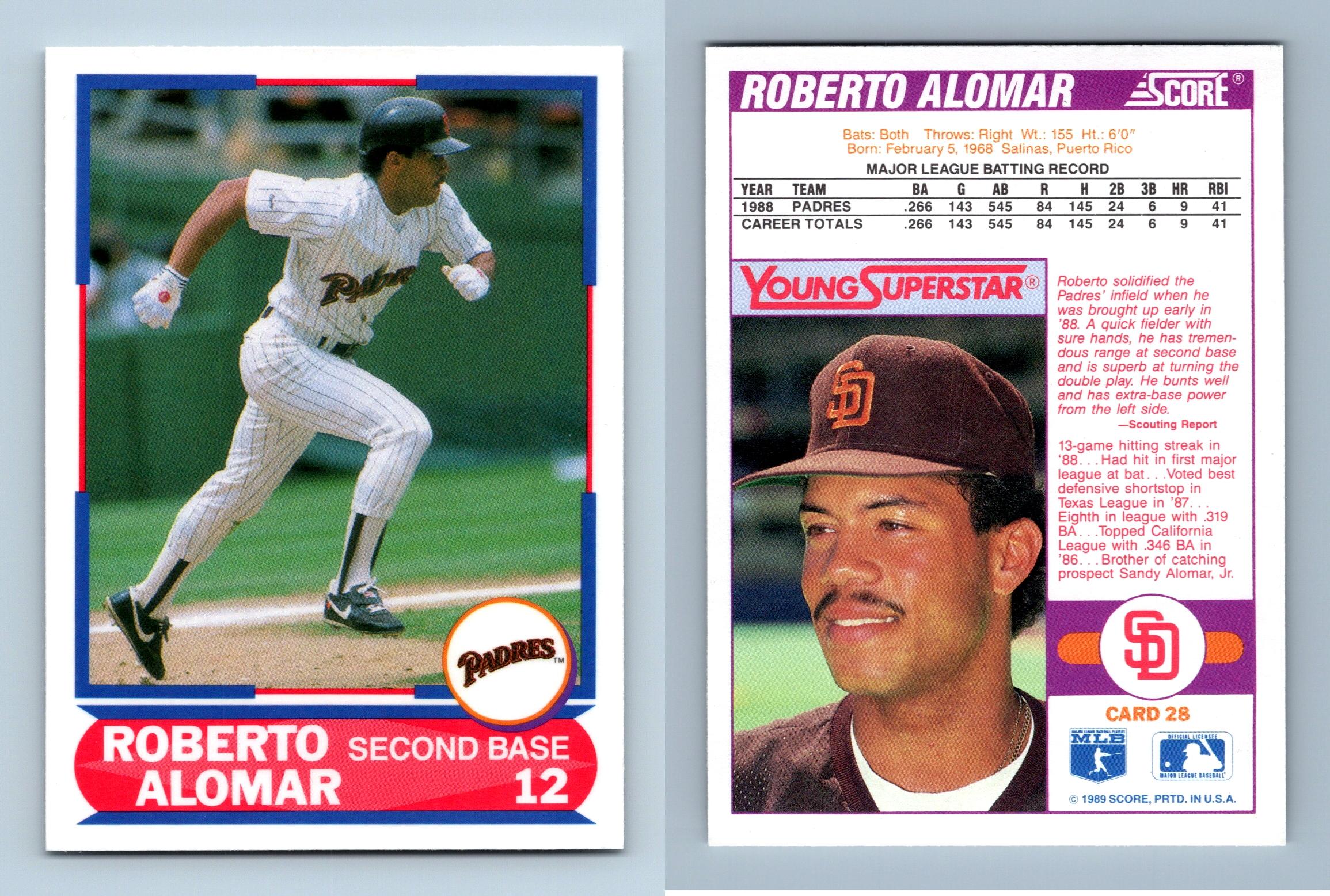 Roberto Alomar - Padres #28 Score 1989 Young Superstars I Baseball Card