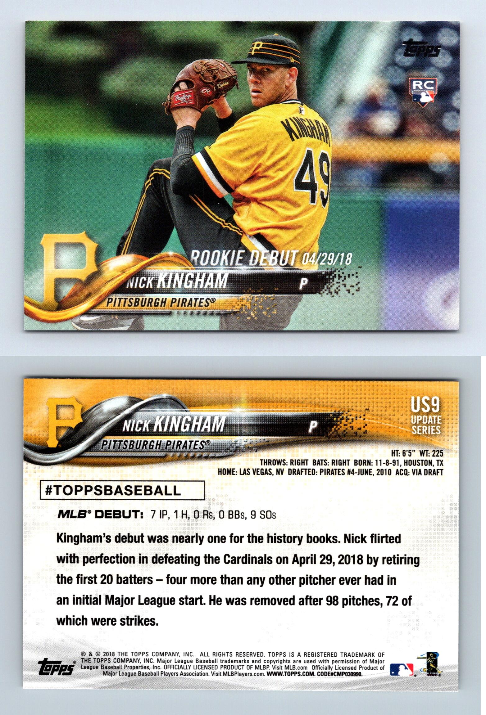 Topps Pittsburgh Pirates Mlb Nick Kingham Topps Now Trading Card