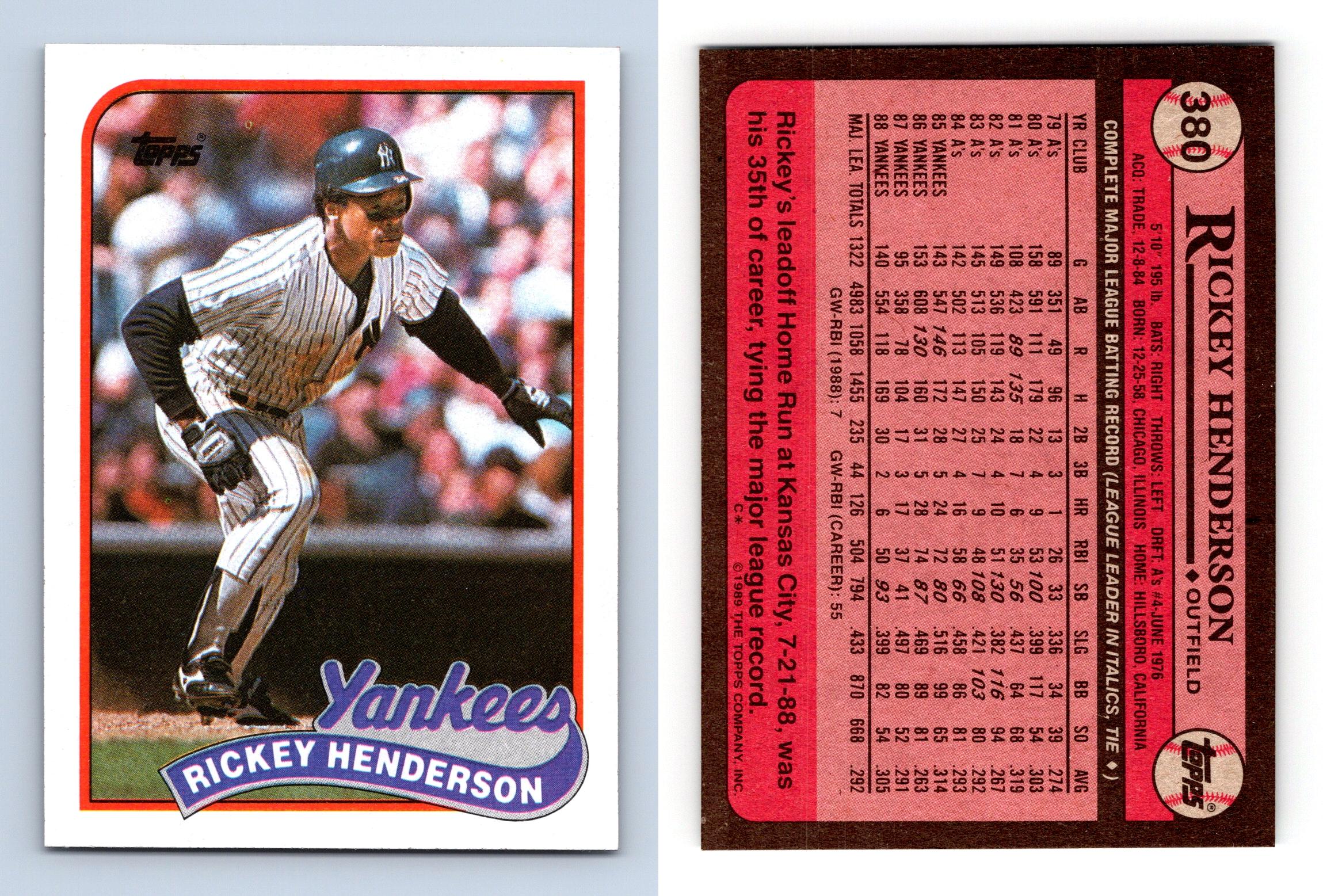 Topps 1989 Rickey Henderson Yankees MLB Card 