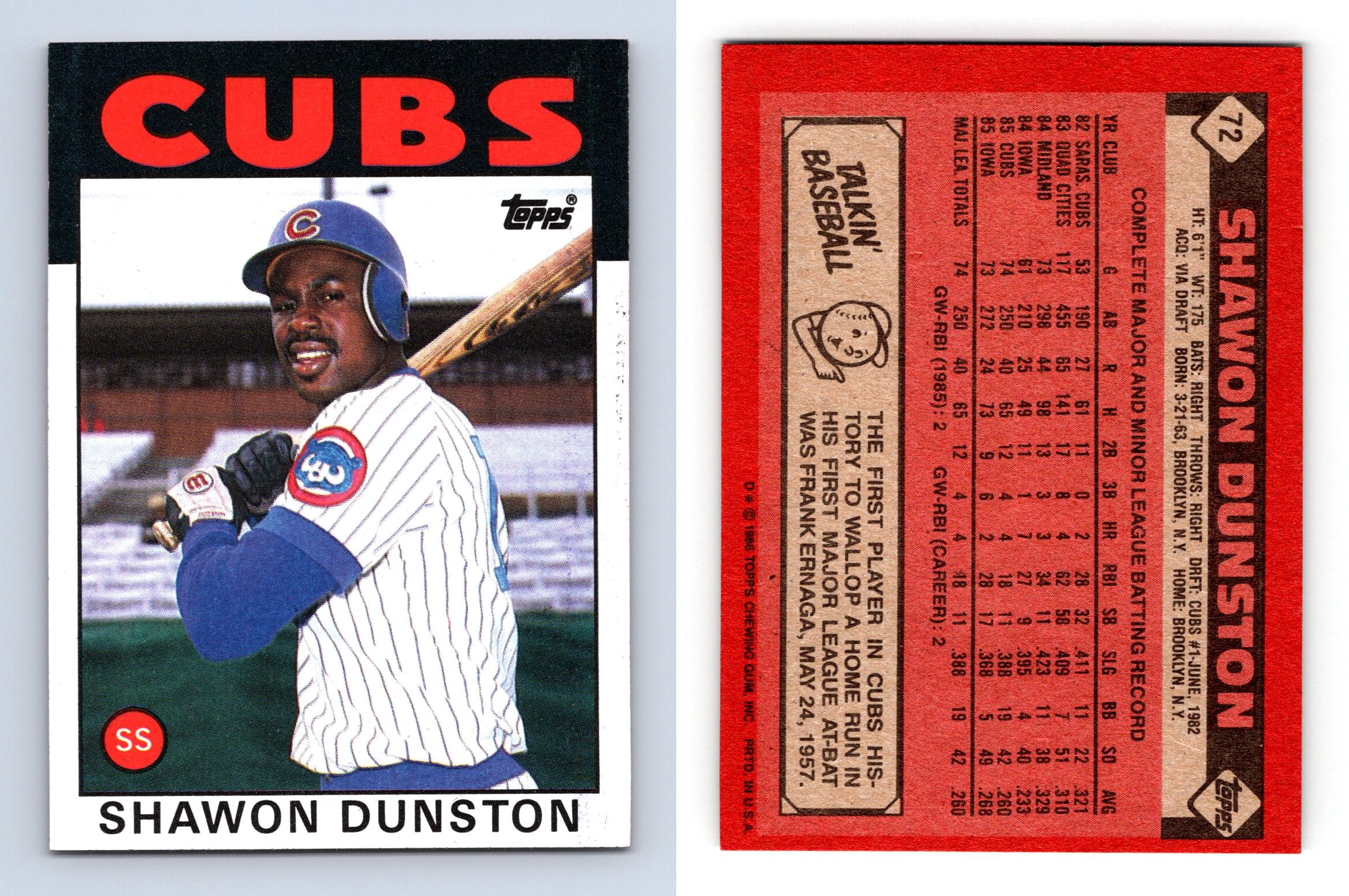 Shawon Dunston Rookie Card Baseball Cards