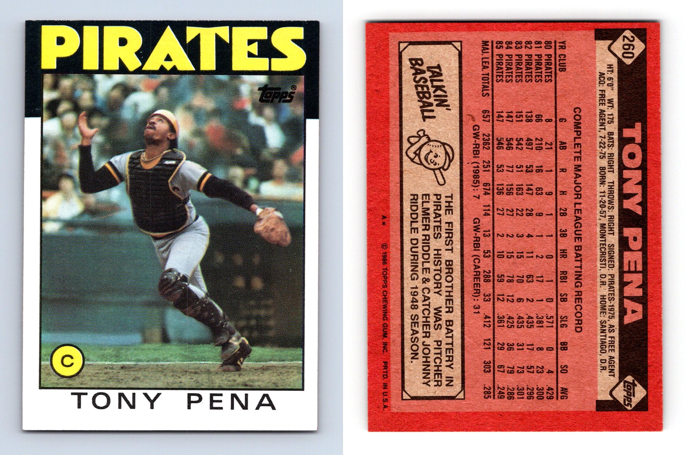 Tony Pena - Pirates #260 Topps 1986 Baseball Trading Card