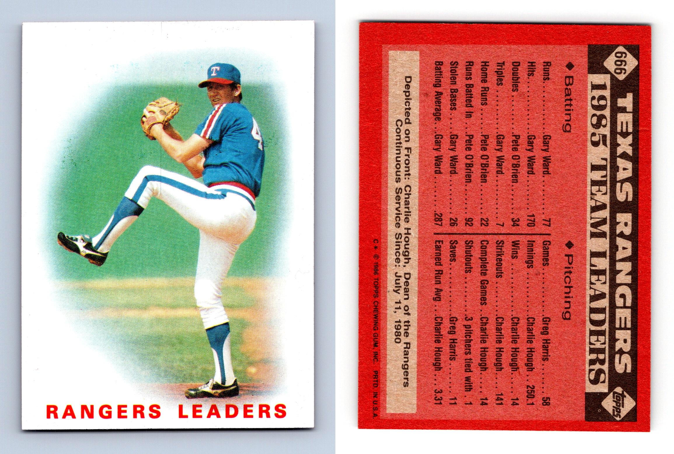 Rangers Leaders #666 Topps 1986 Baseball Trading Card