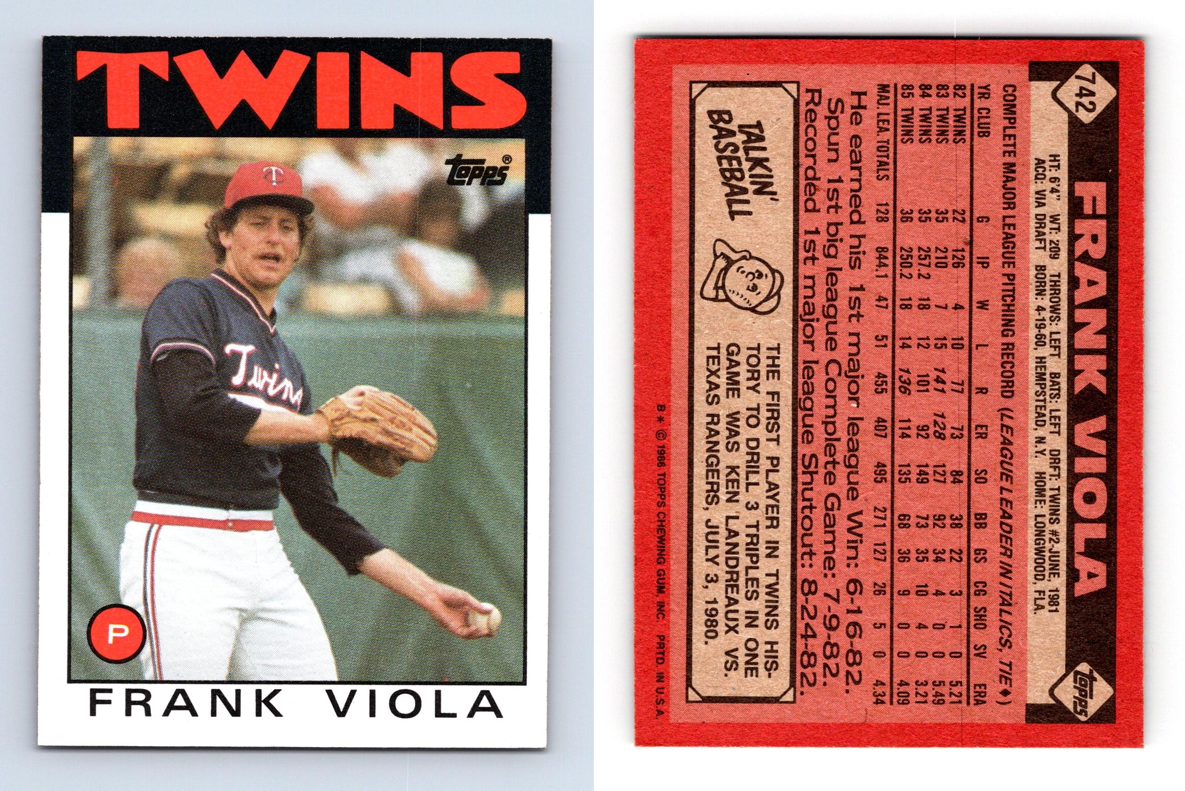 Frank Viola - Twins #742 Topps 1986 Baseball Trading Card