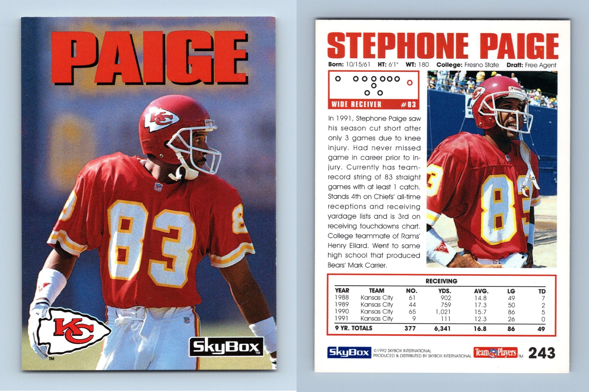 Stephone Paige All Football Cards