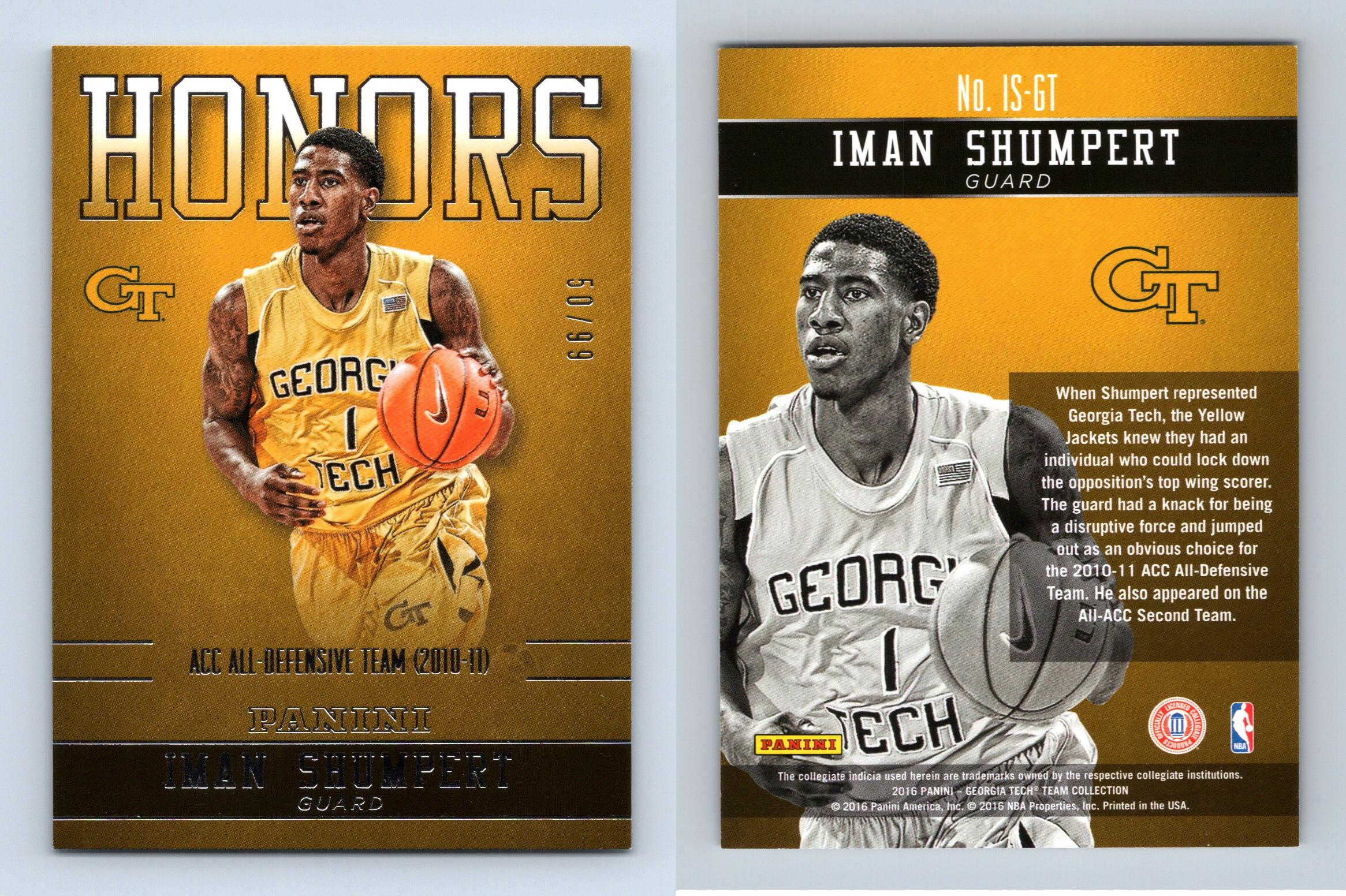 Iman Shumpert IS GT Georgia Tech Yellow Jackets Collegiate Honors Silver 50 99