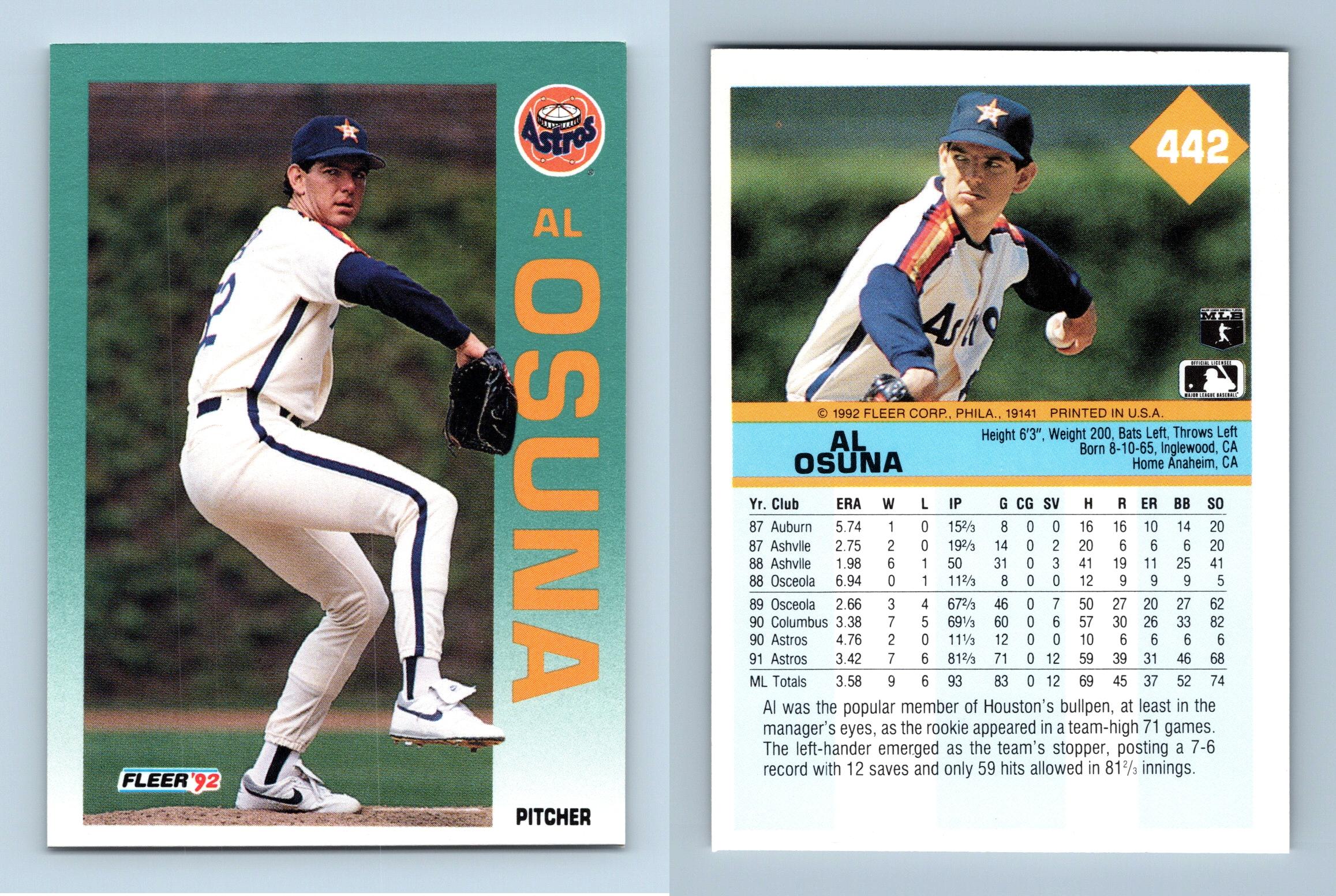 Al Osuna - Astros #442 Fleer 1992 Baseball Trading Card
