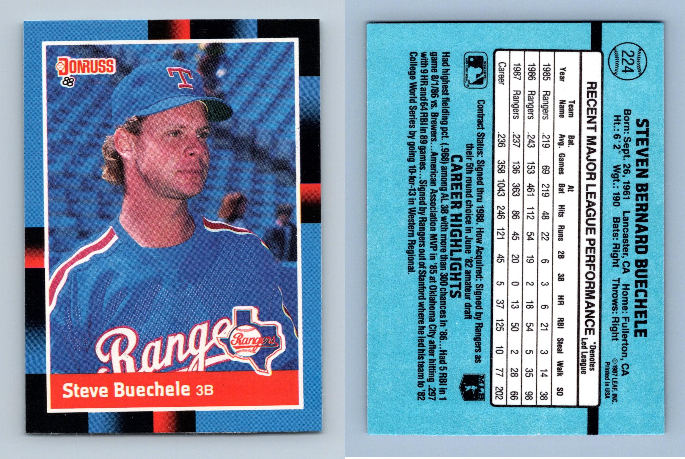 Steve Buechele - Rangers #224 Donruss 1988 Baseball Trading Card