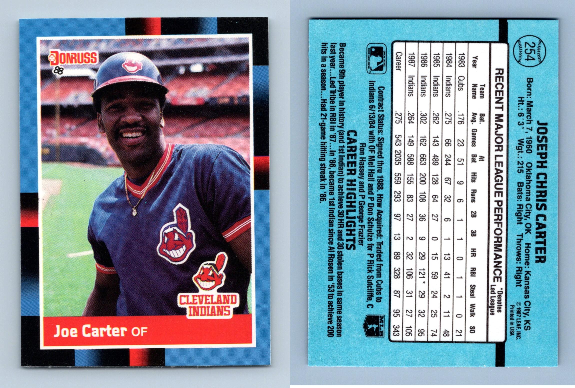 Joe Carter Cleveland Indians Baseball Cards - Sports Trading Cards