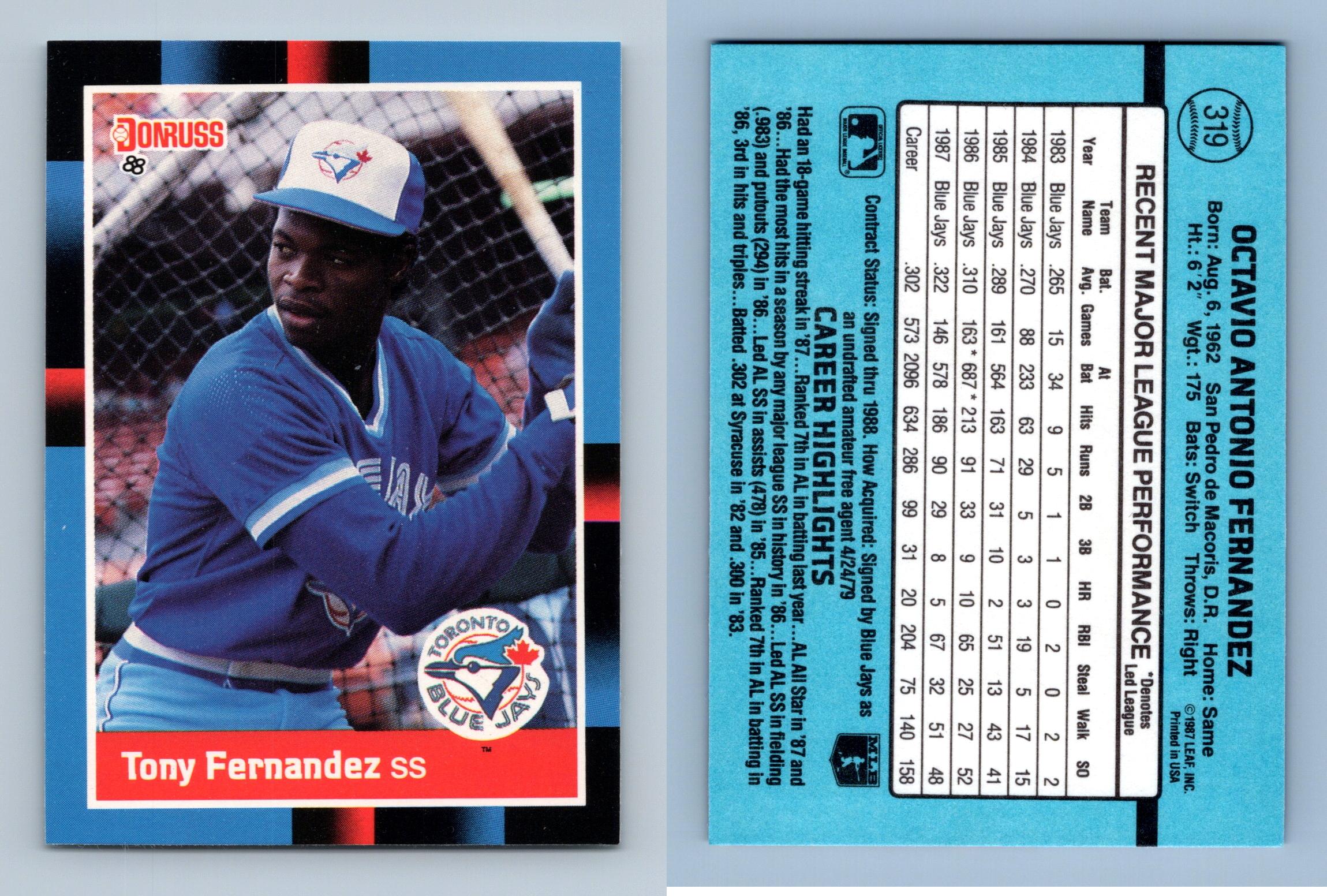 Tony Fernandez Baseball Trading Cards