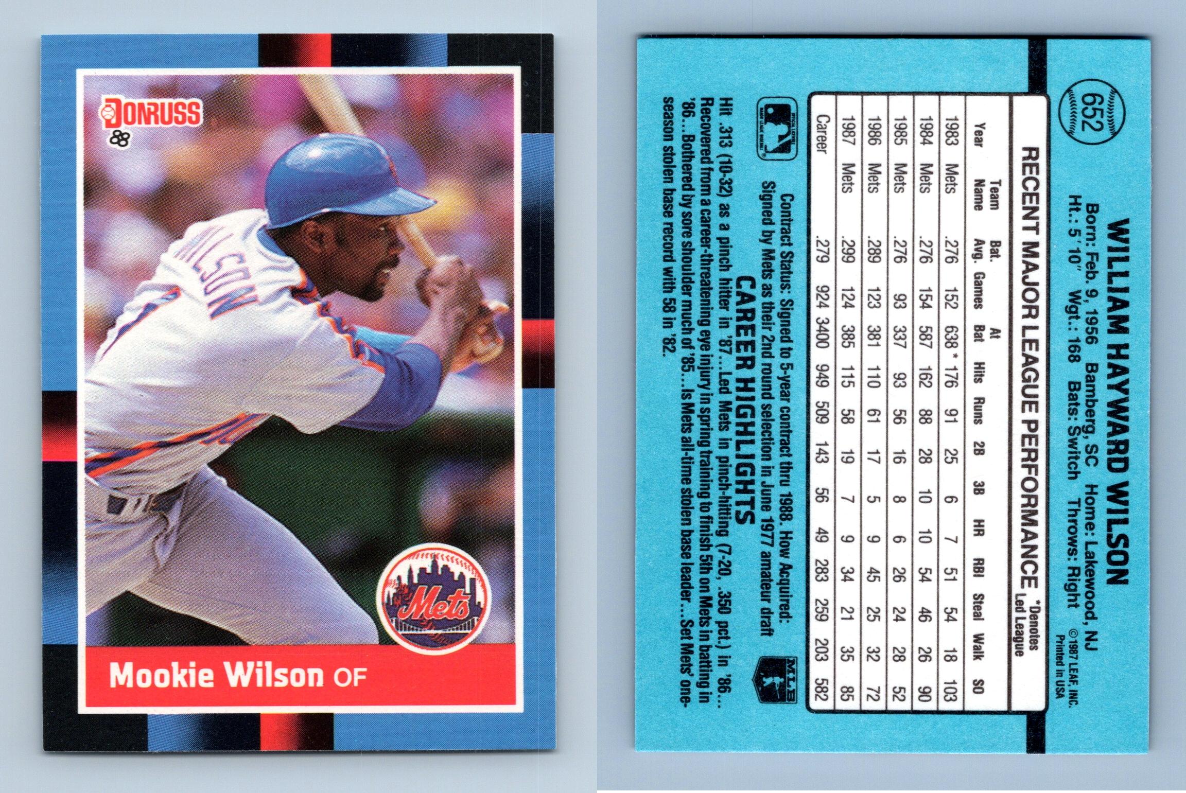 Mookie Wilson - Mets #652 Donruss 1988 Baseball Trading Card