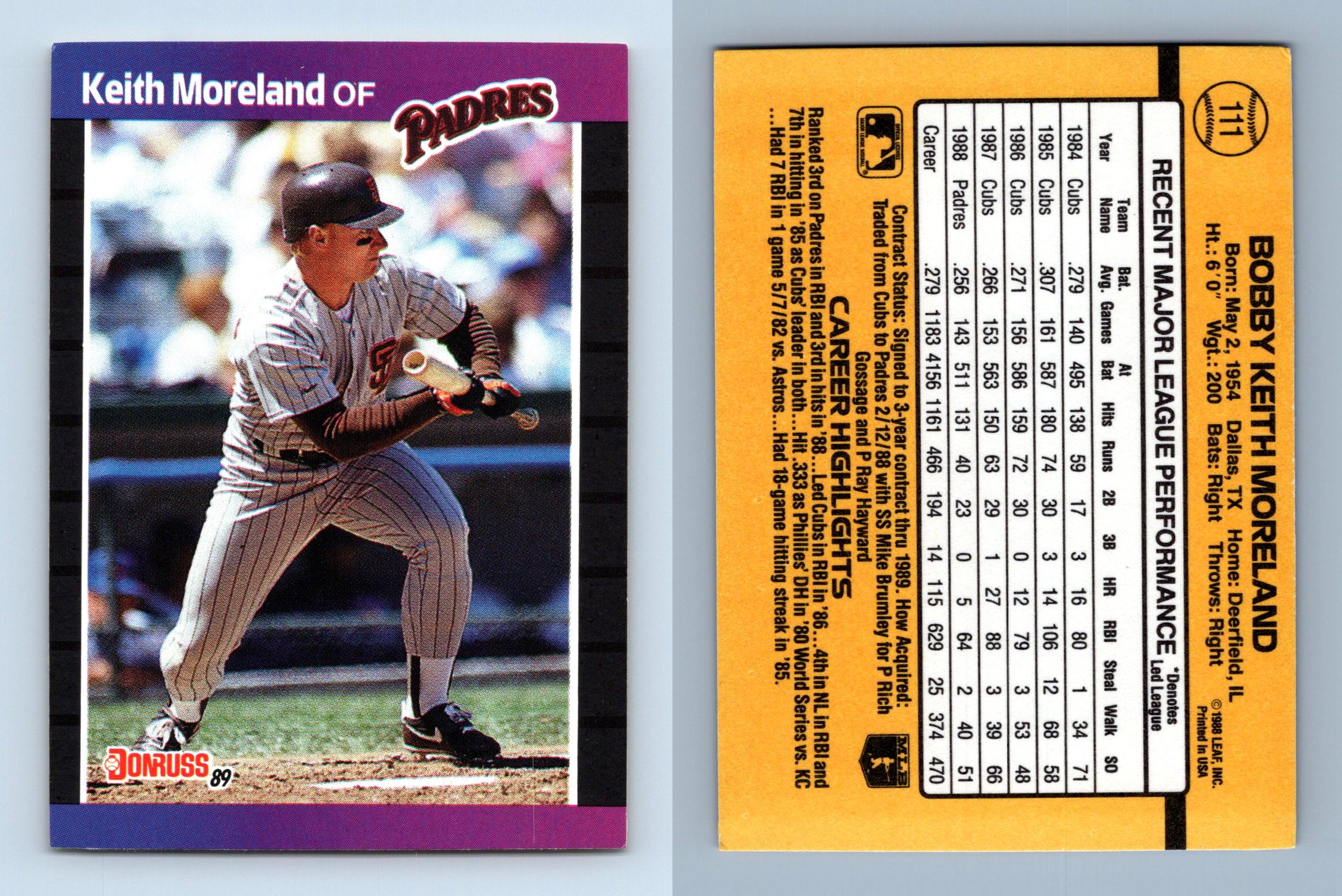 Keith Moreland - Padres #111 Donruss 1989 Baseball Trading Card