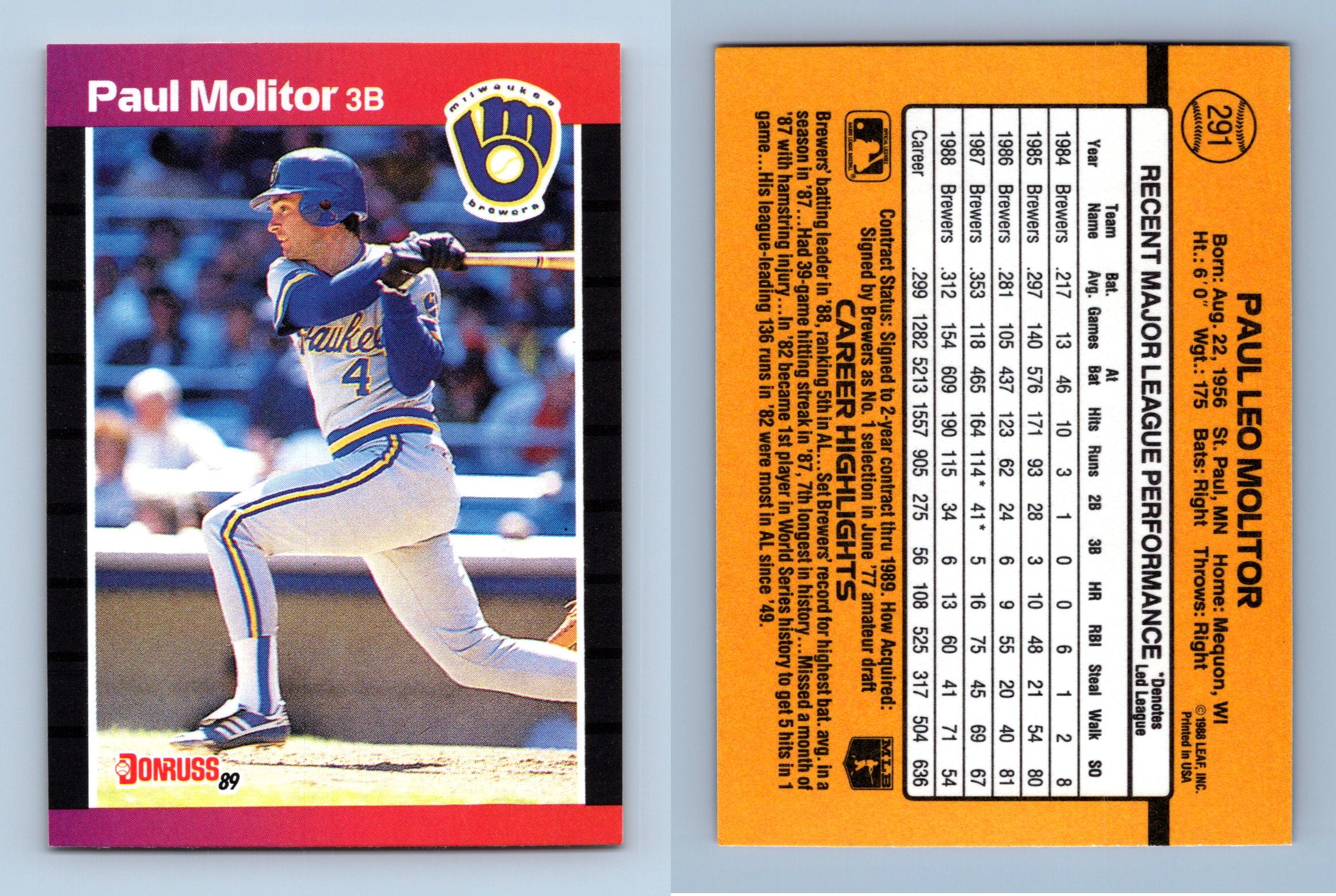Donruss Paul Molitor Baseball Trading Cards