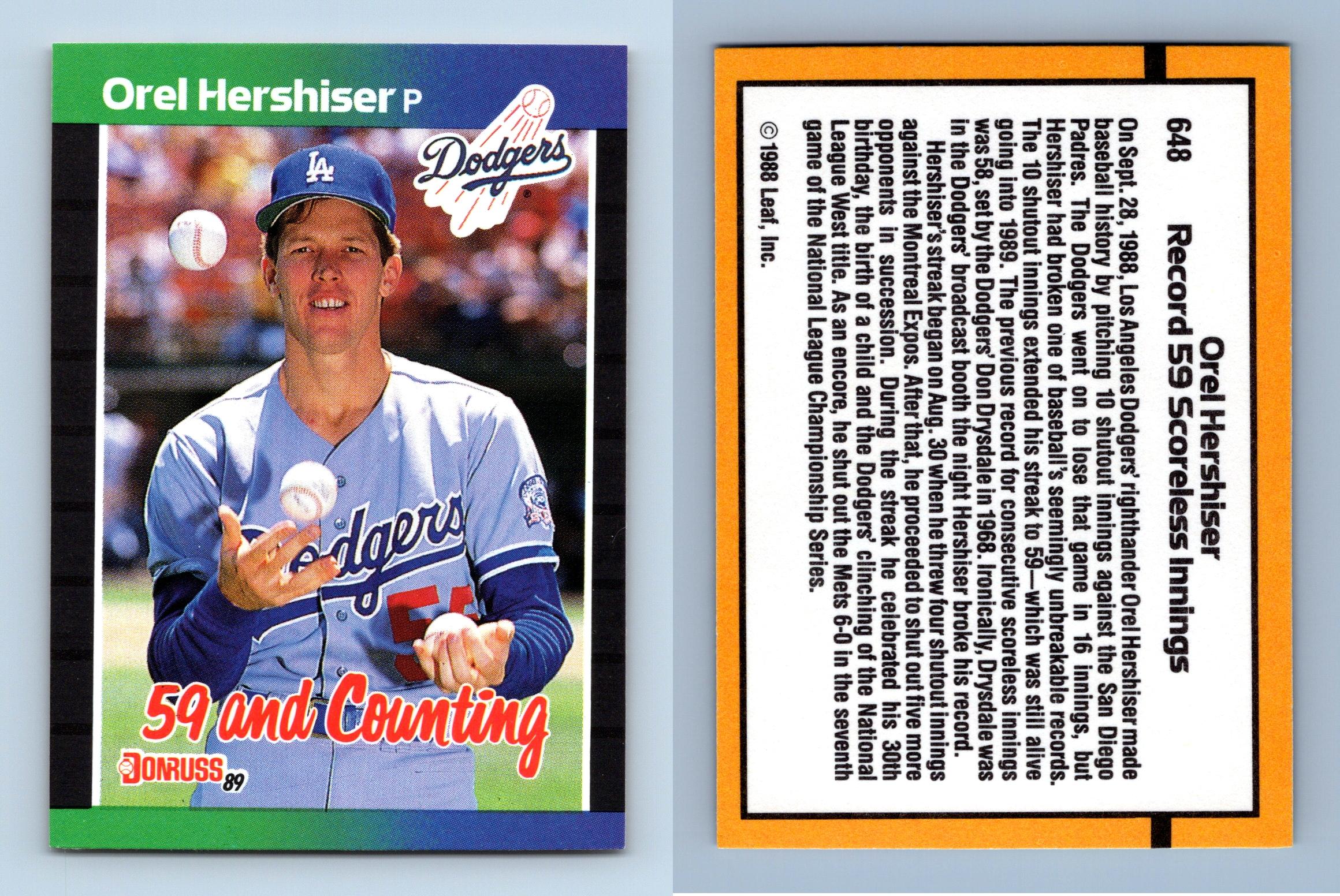 Orel Hershiser - Dodgers #648 Donruss 1989 Baseball Trading Card