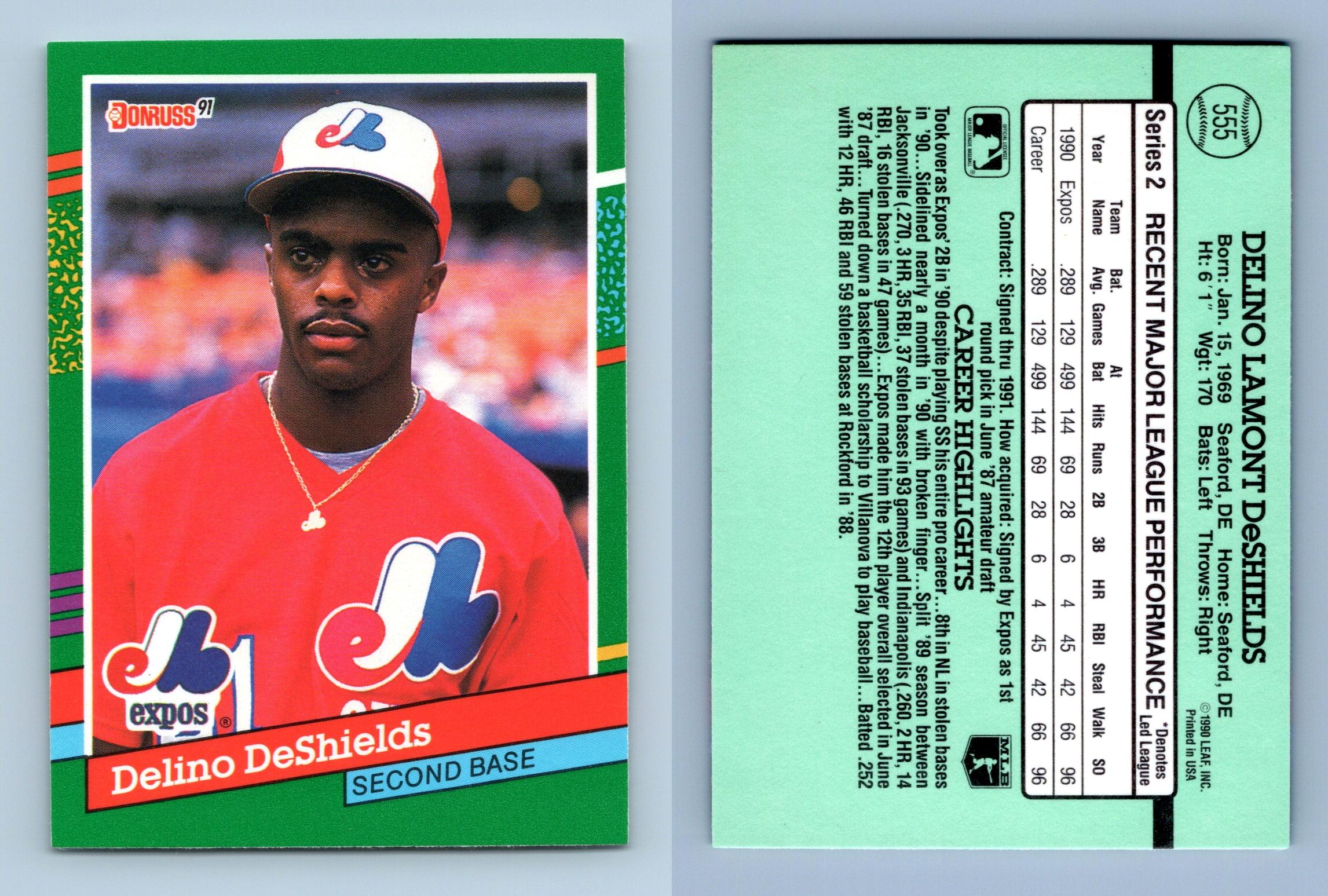 Delino DeShields - Expos #555 Donruss 1991 Baseball Trading Card