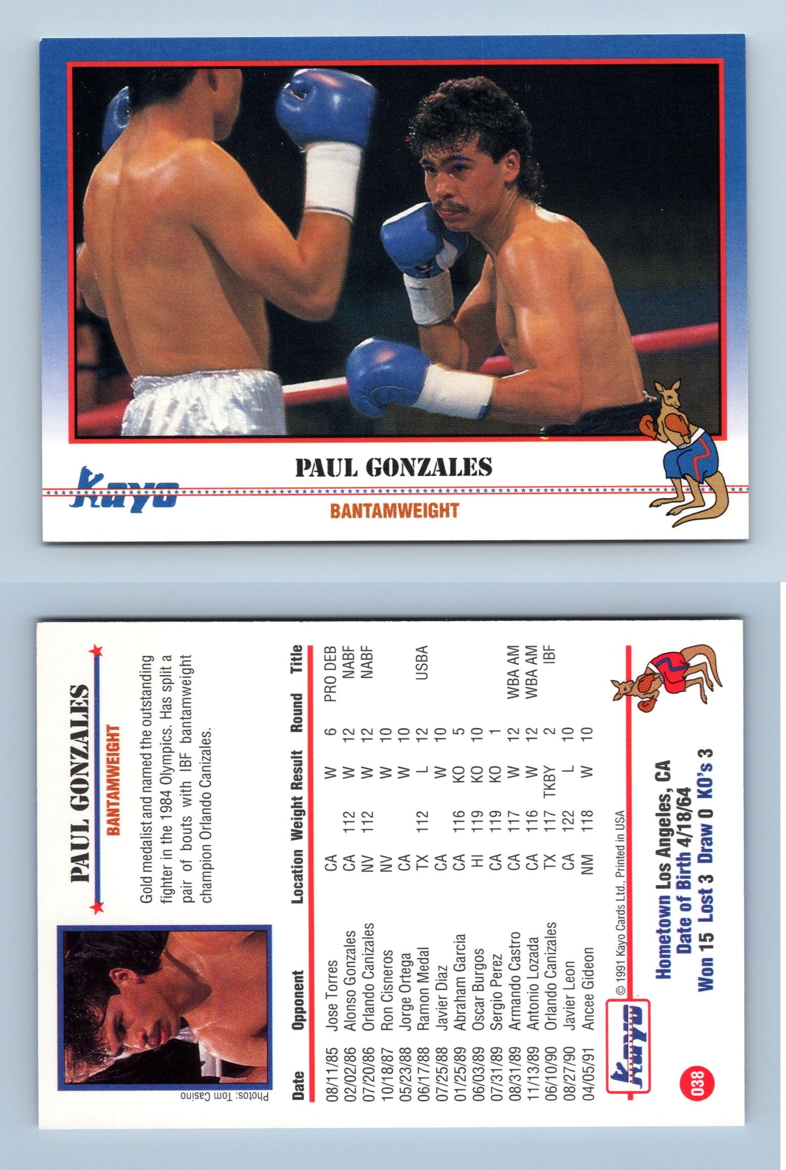 Paul Gonzales #38 Kayo Boxing 1991 Trading Card