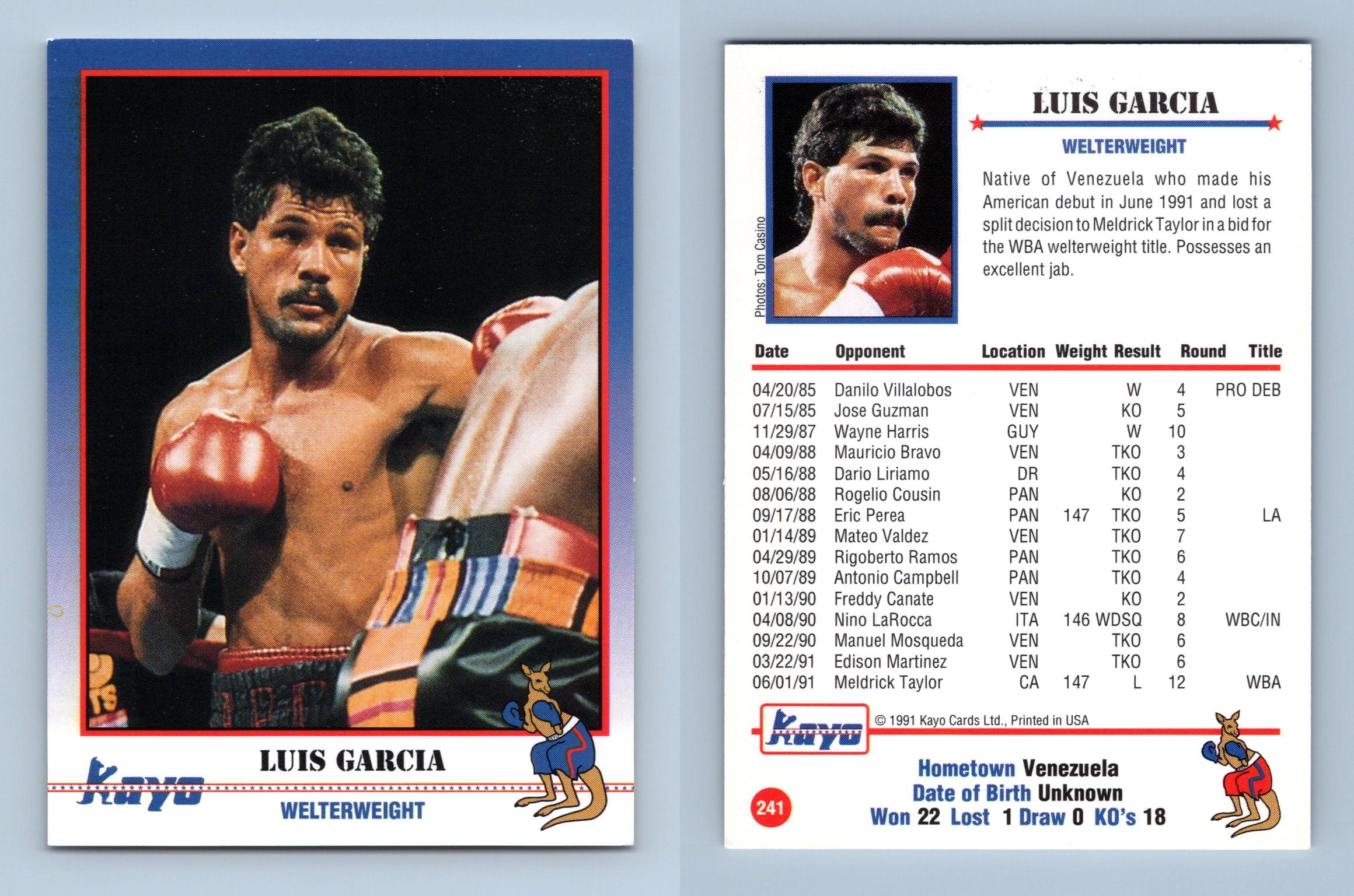 Luis Garcia #241 Kayo Boxing 1991 Trading Card