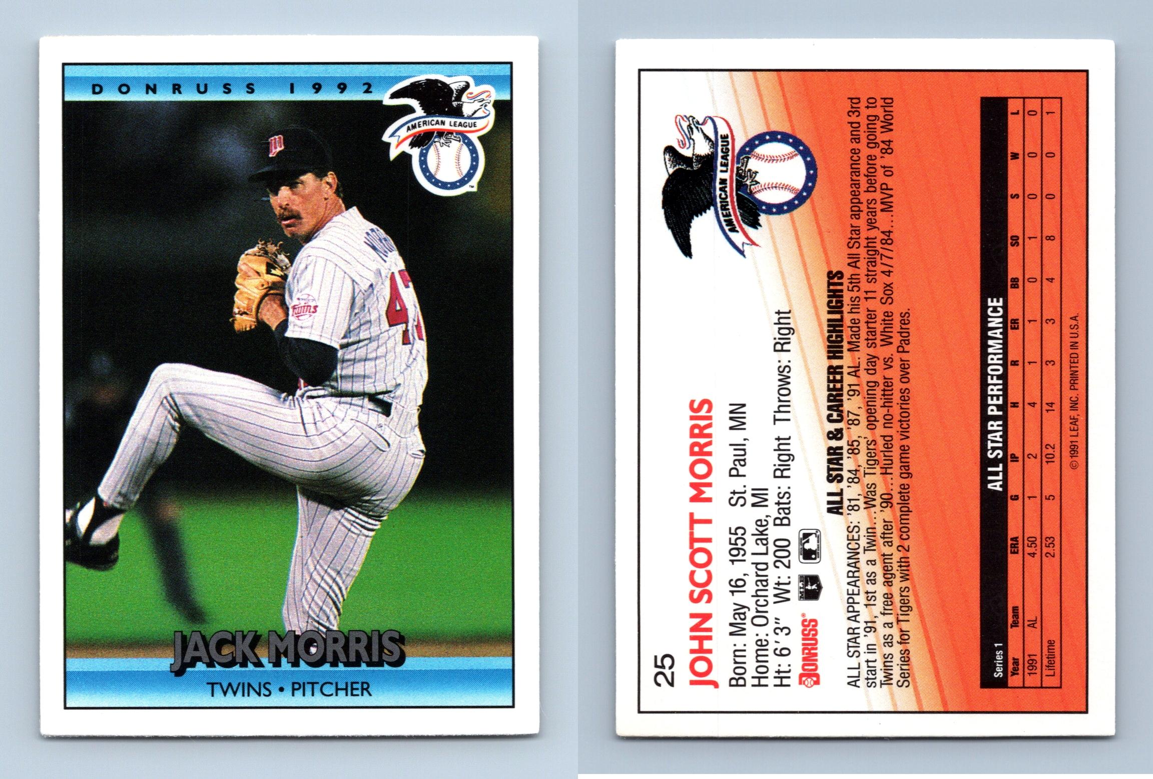 Jack Morris - Twins #25 Donruss 1992 Baseball Trading Card