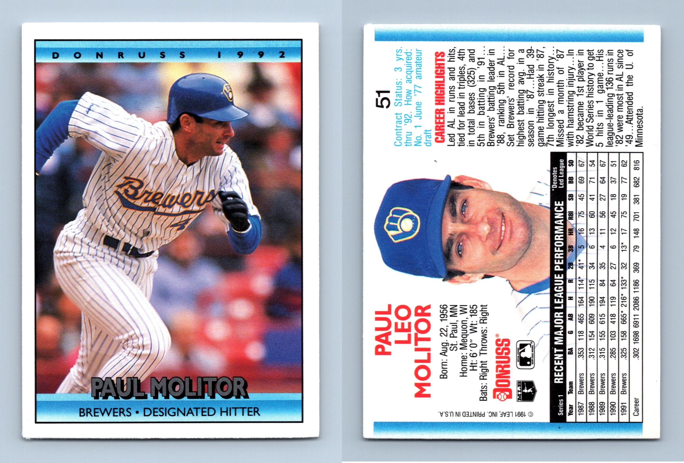 Donruss Paul Molitor Baseball Trading Cards