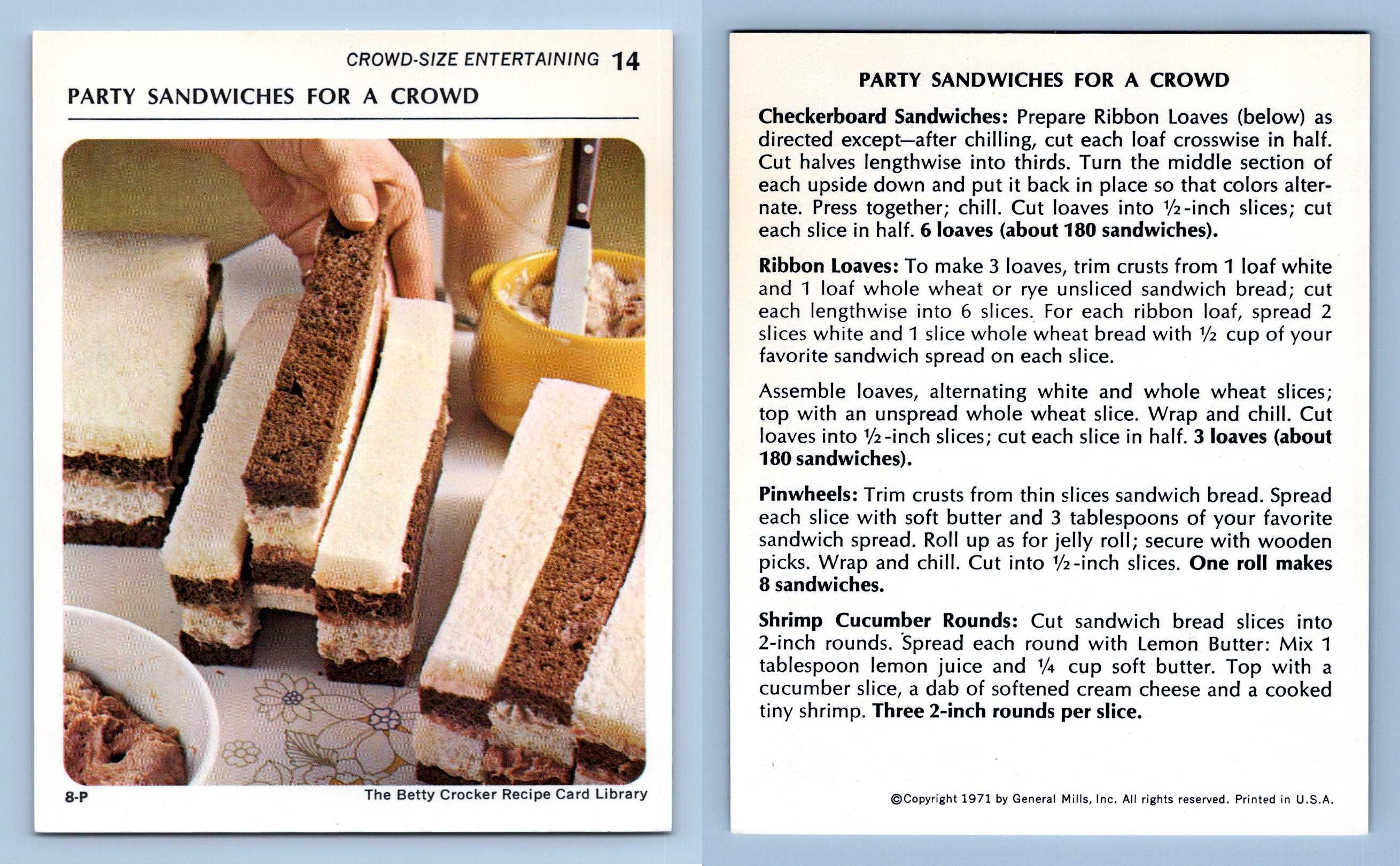 Party Sandwiches For A Crowd 14 Entertaining Betty Crocker 1971