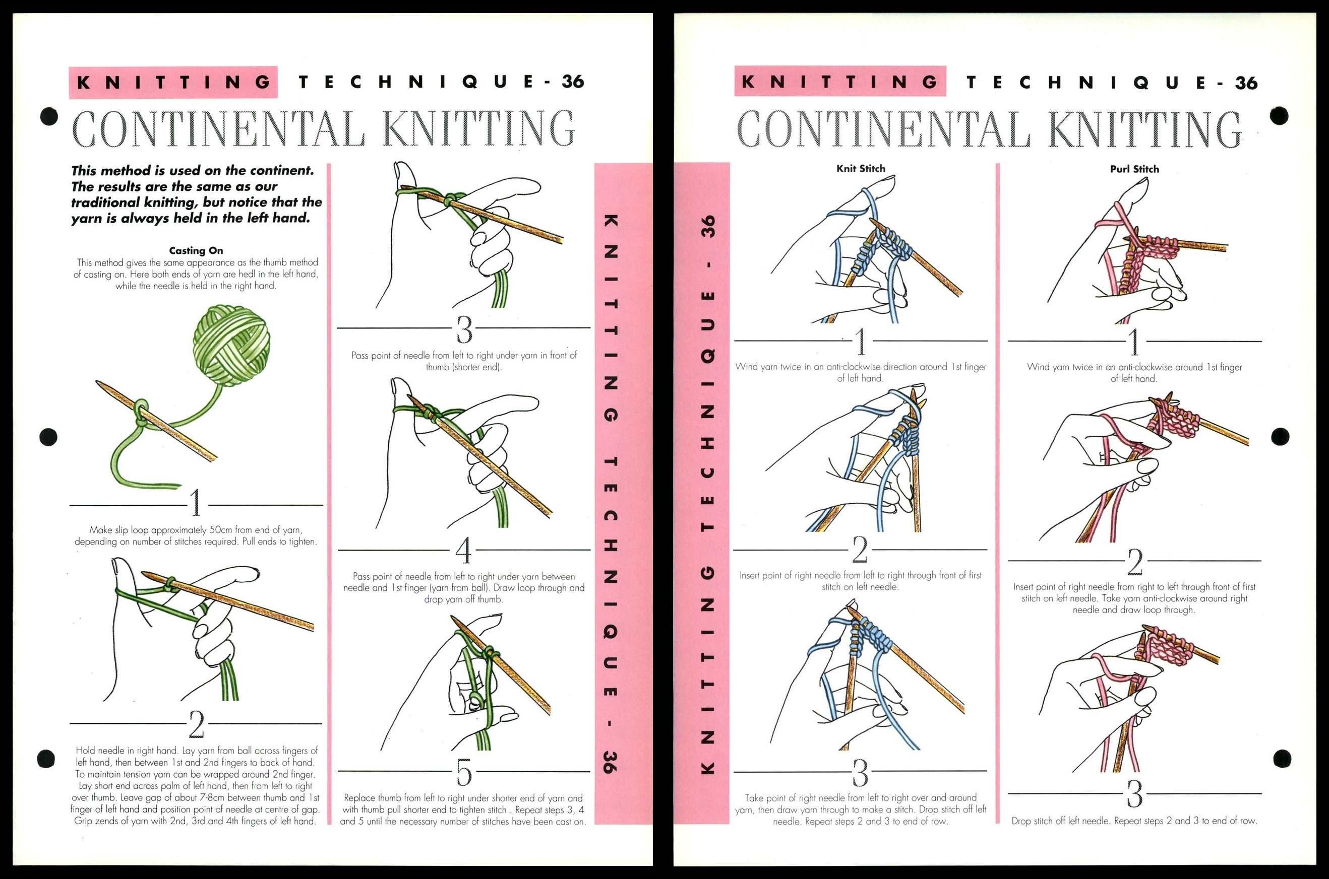 Continental Knitting 36 Creative Needles Techniques Knitting Pattern