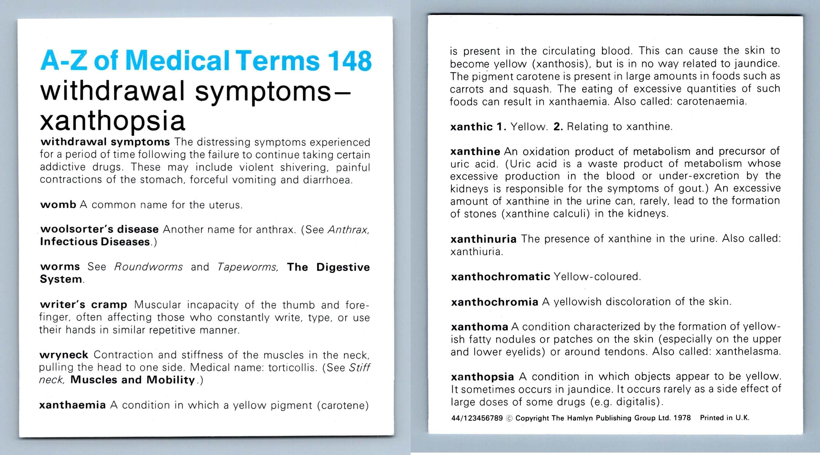 Withdrawal Symptoms Xanthopsia 148 A Z Home Medical Guide 1975 8