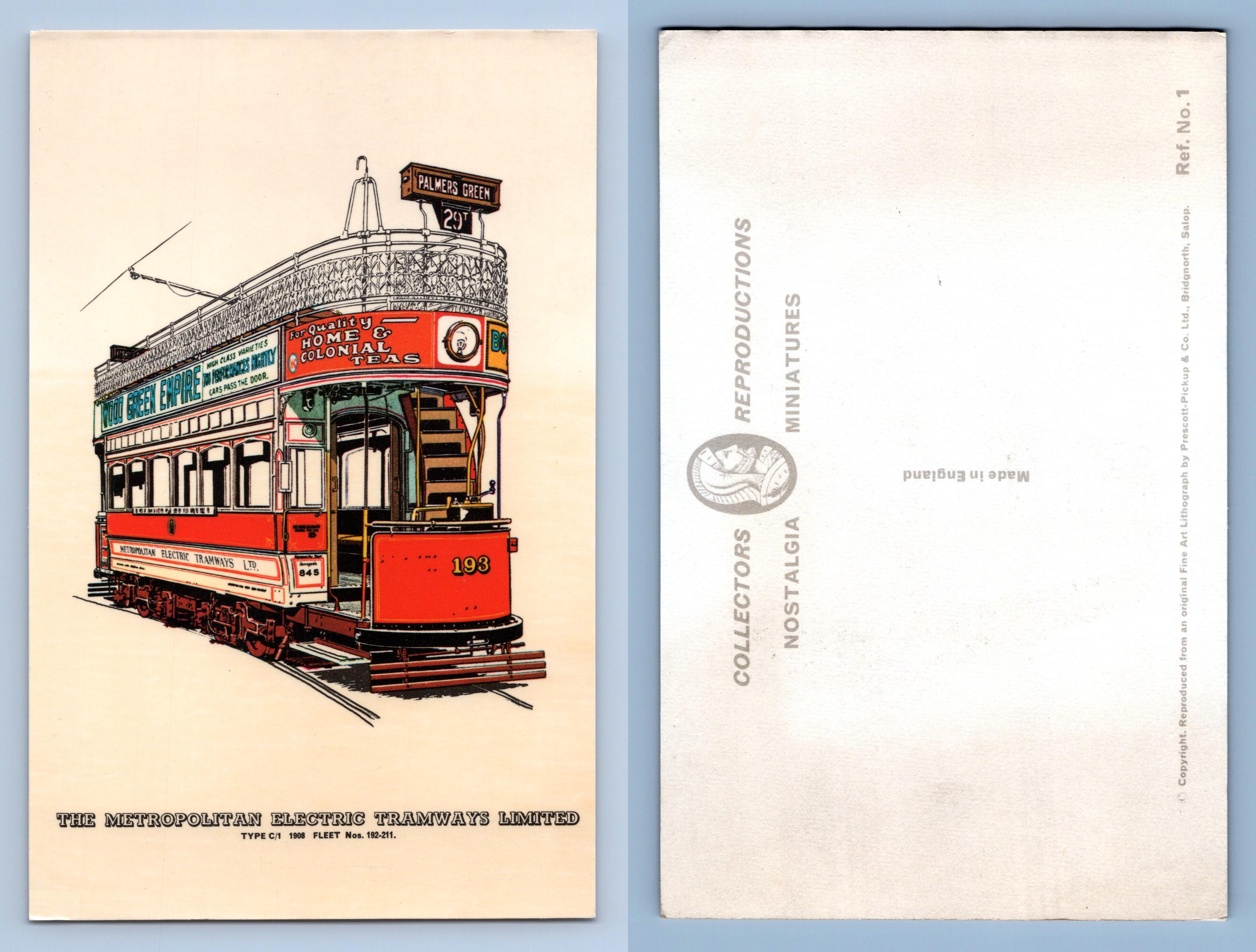 Metropolitan Electric Tramways Ltd 1 Collectors Reproduction Postcard
