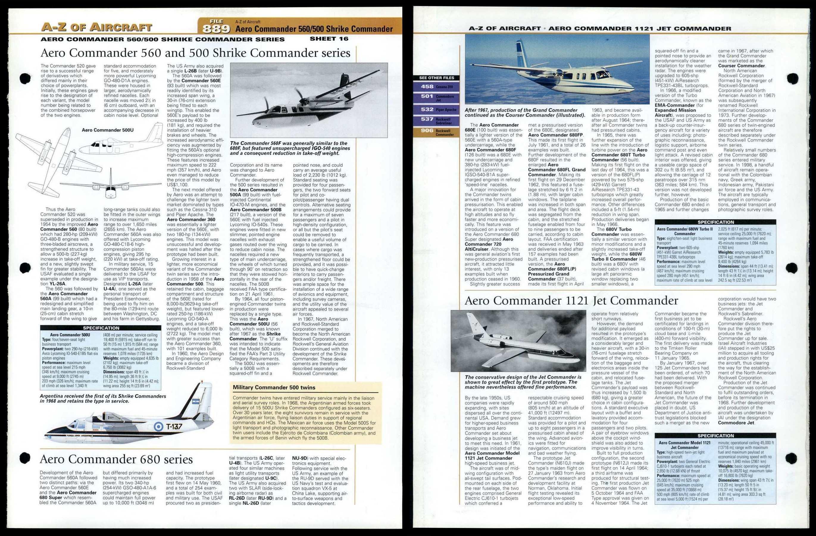 Aero Commander 560 & 500 Shrike Commander Series - A-Z #889 World ...