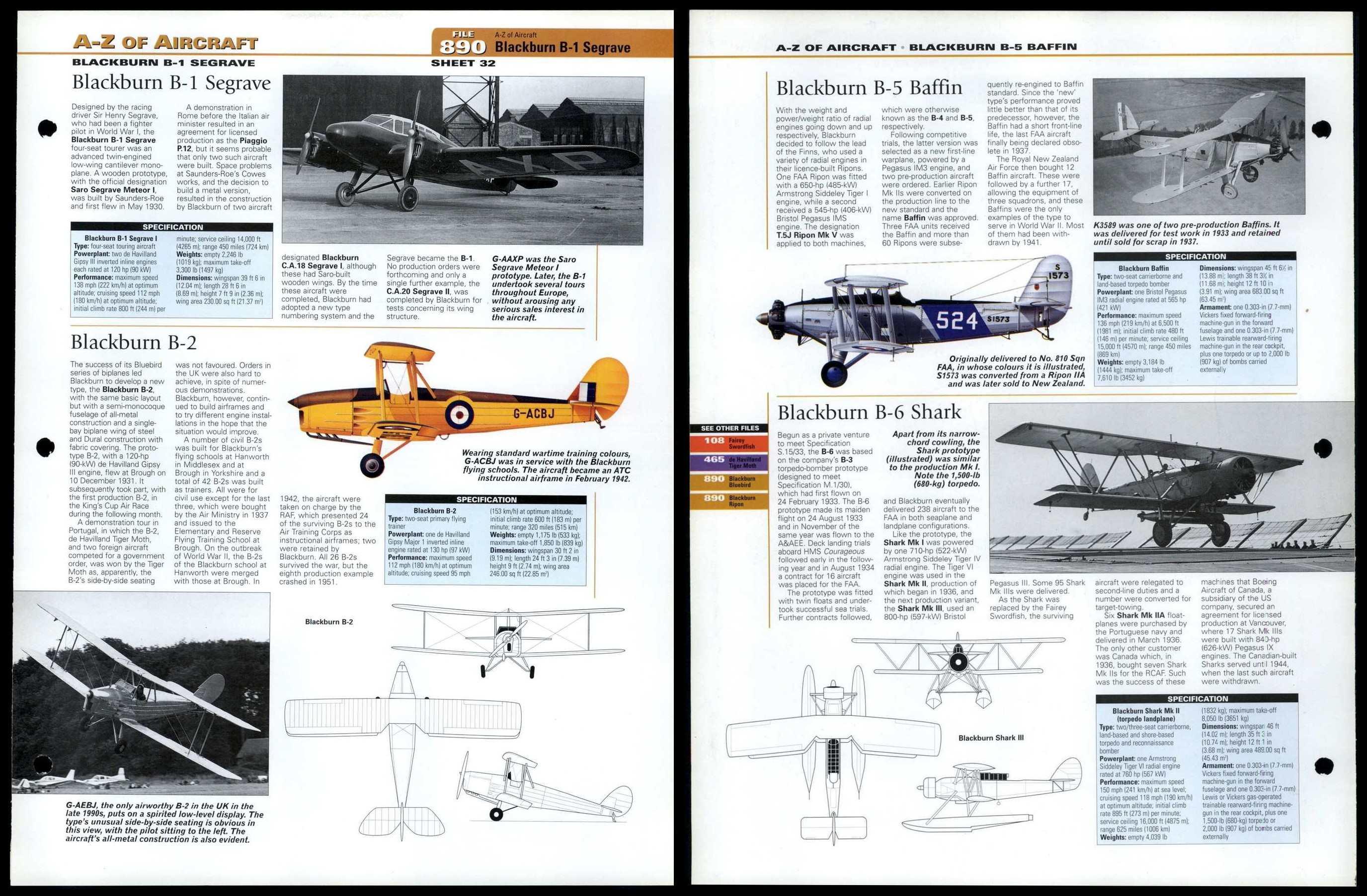 Blackburn B-1 Segrave - Blackburn B-6 Shark - A-Z #890 World Aircraft ...