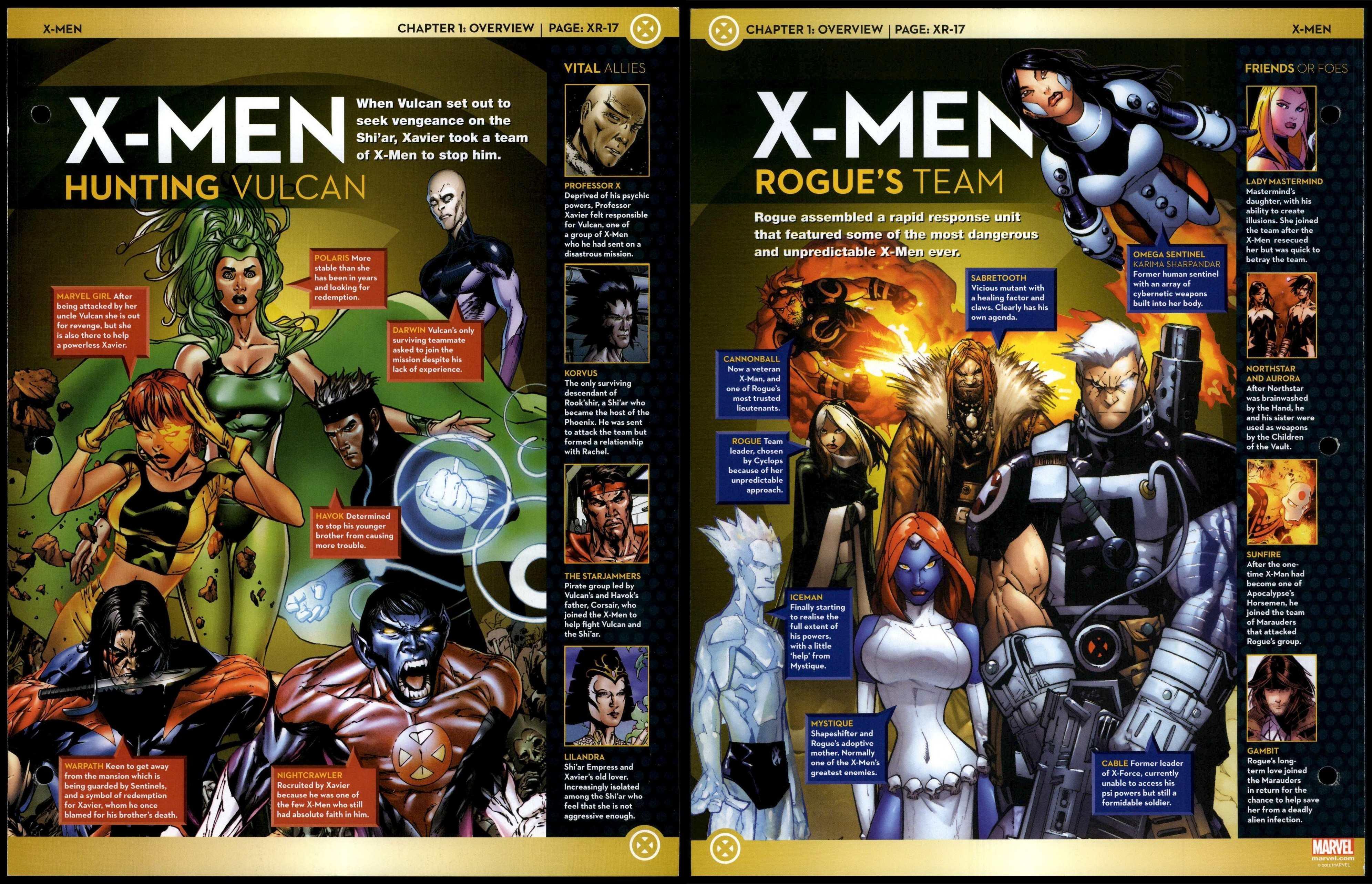 Hunting Vulcan / Rogues Team #XR-17 Overview - X-Men Marvel Fact File Page