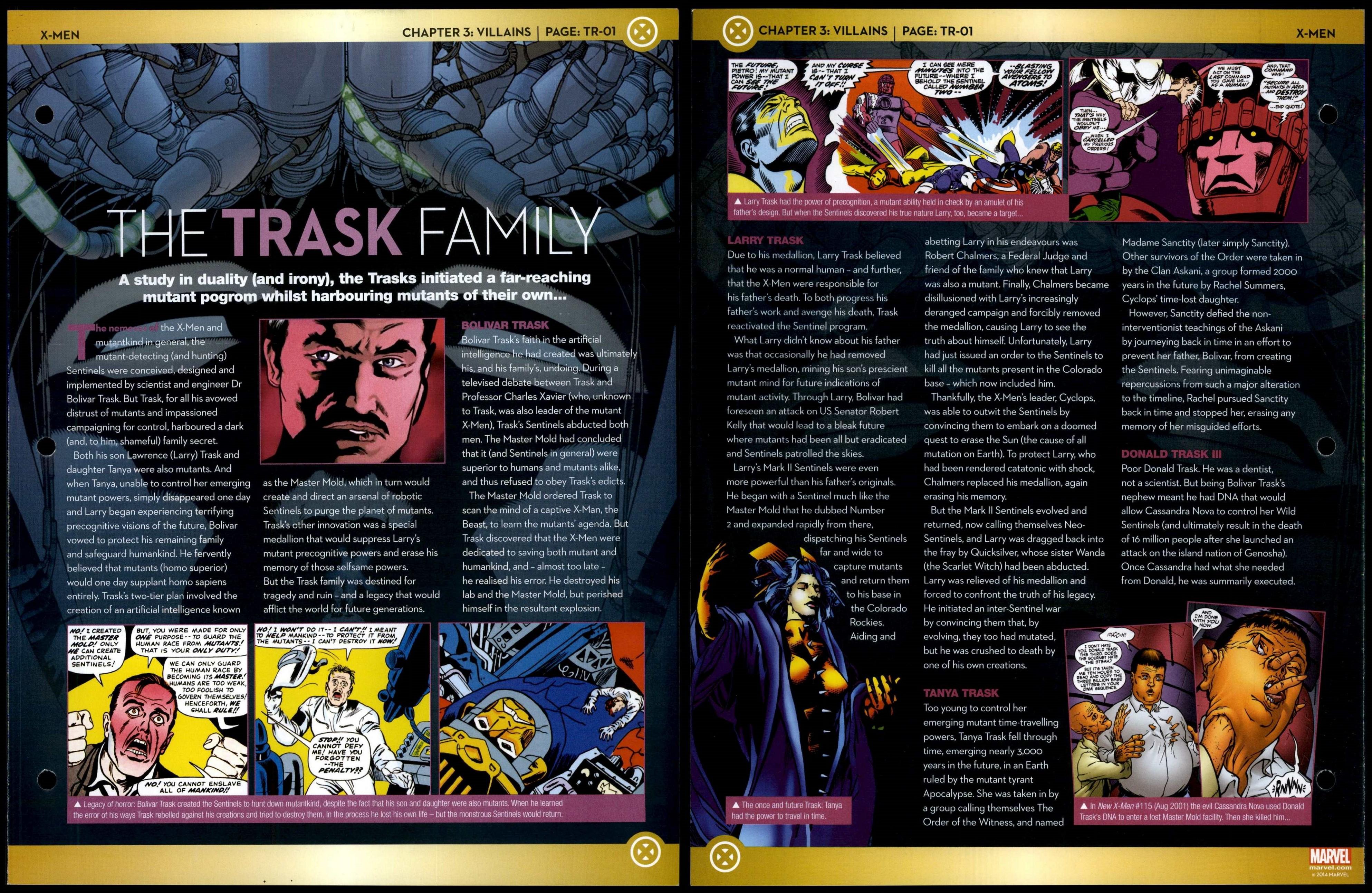 The Trask Family TR 01 Villains X Men Marvel Fact File Page