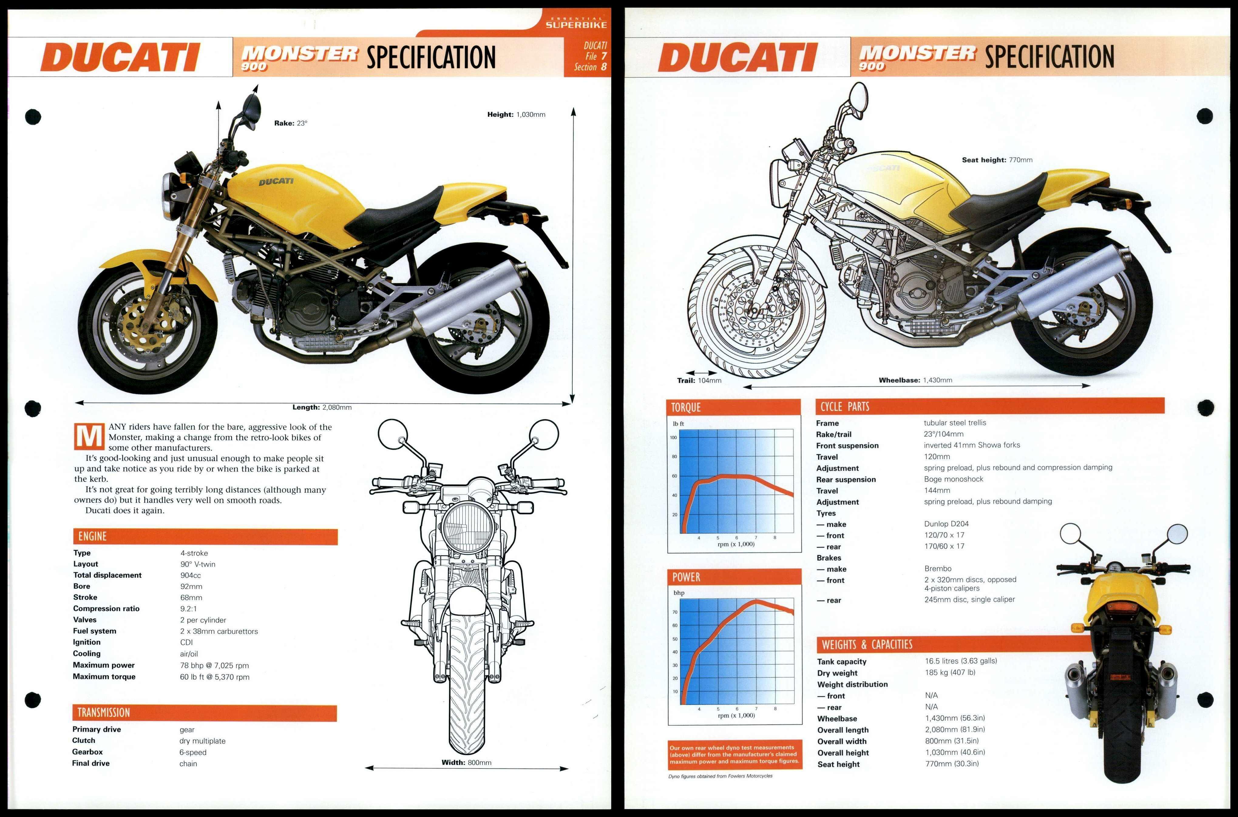 Ducati monster m900 online specs